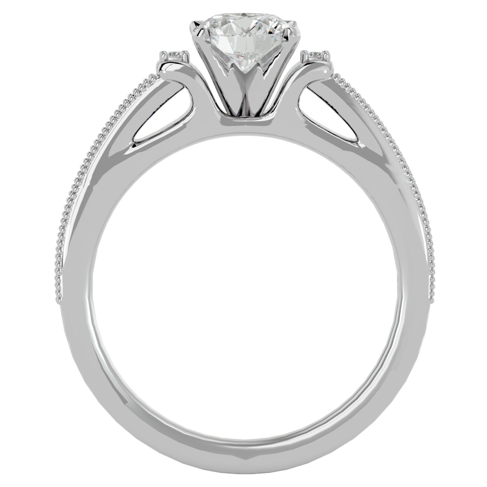 Inel de Logodnă din Aur 14k cu Diamante Naturale Solitaire Etern Pavé de 0.40 ct din 14k Aur Alb - Castelo.ro