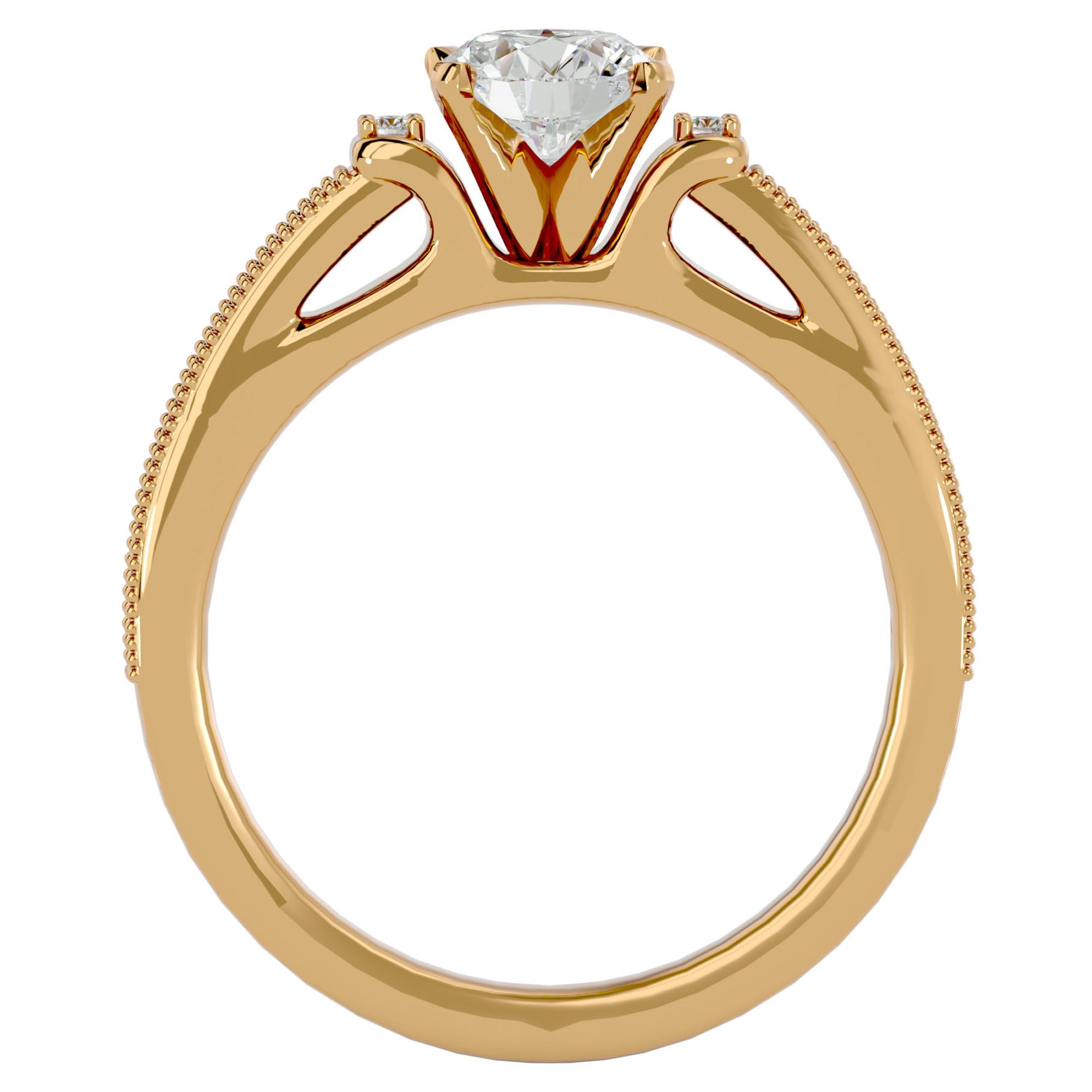 Inel de Logodnă din Aur 14k cu Diamante Naturale Solitaire Etern Pavé de 0.40 ct din 14k Aur Galben - Castelo.ro