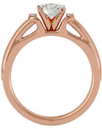 Inel de Logodnă din Aur 14k cu Moissanite Solitaire Etern Pavé de 0.40 ct din 14k Aur Roz - Castelo.ro