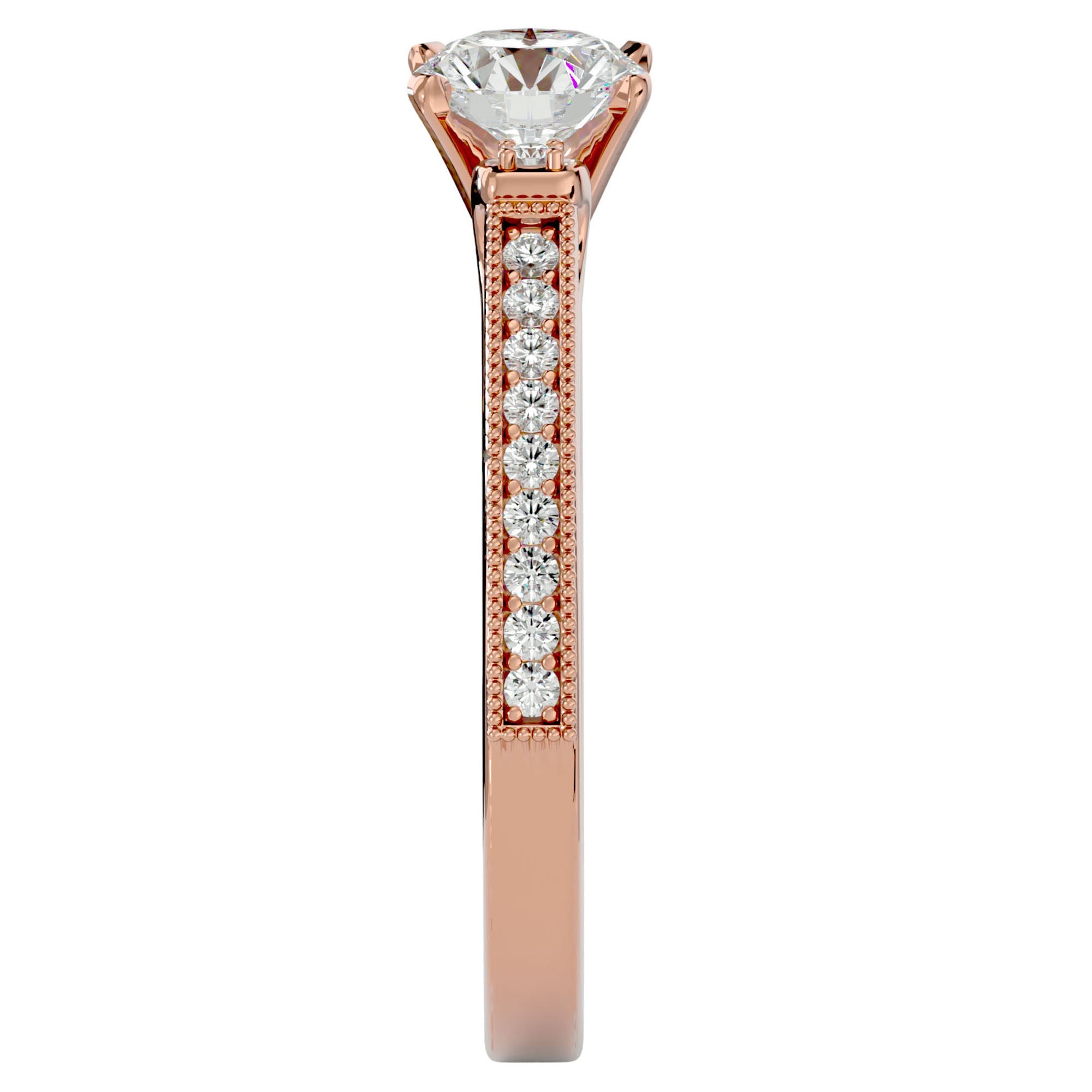Inel de Logodnă din Aur 14k cu Diamante Naturale Solitaire Etern Pavé de 0.40 ct din 14k Aur Roz - Castelo.ro