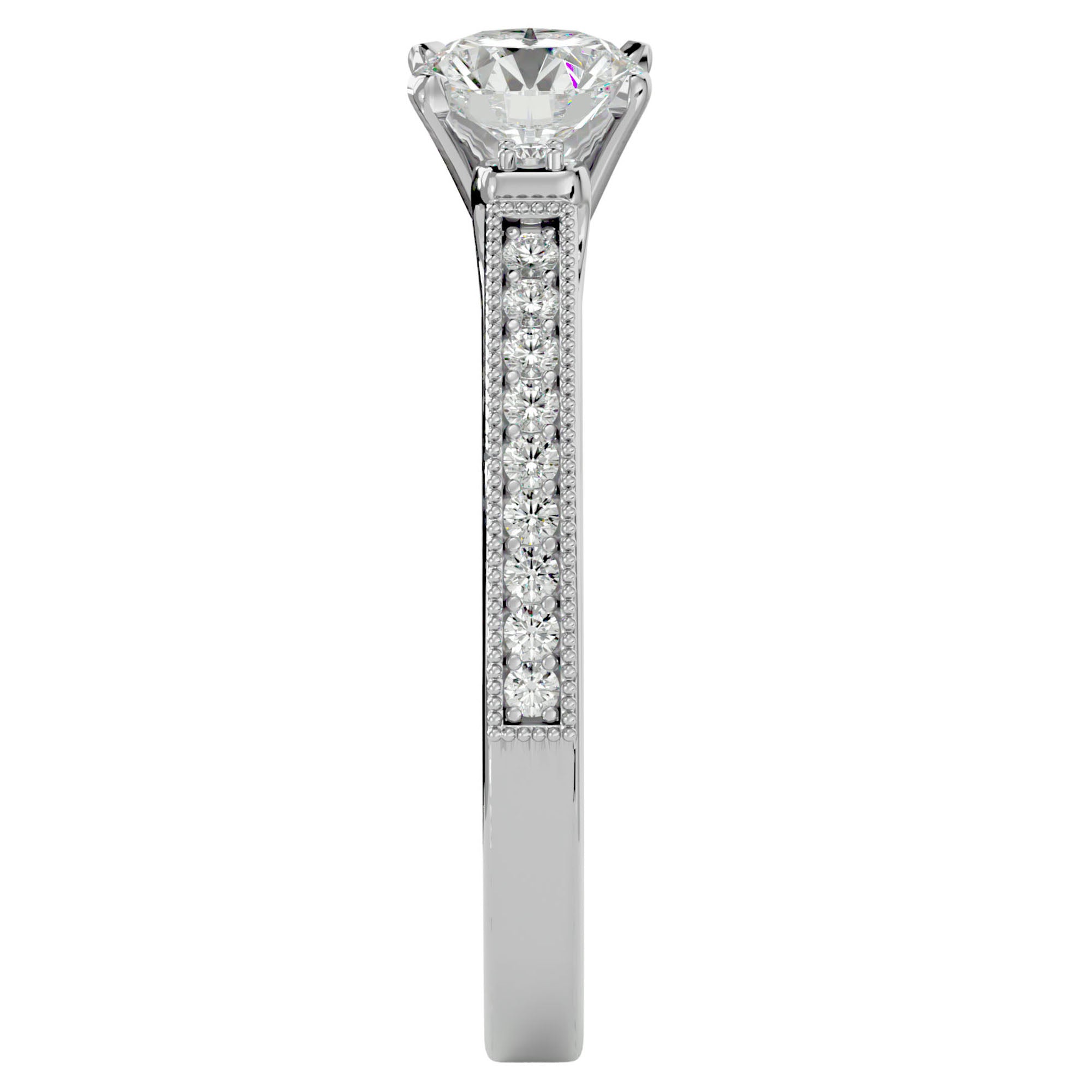 Inel de Logodnă cu Diamante Naturale Solitaire Etern Pavé de 0.40 ct din Platina - Castelo.ro