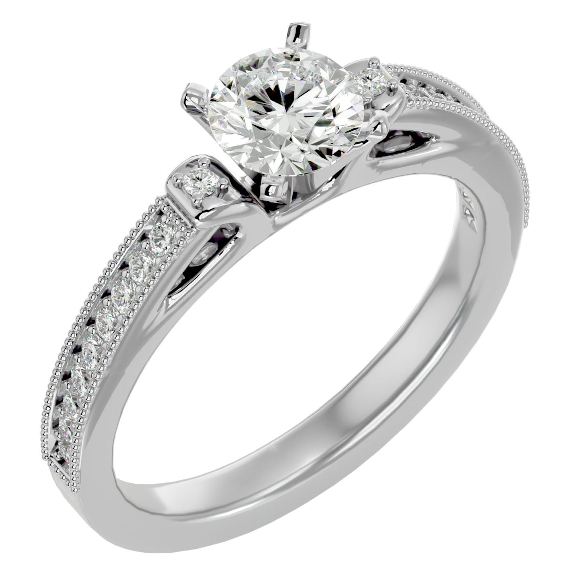 Inel de Logodnă cu Diamante Naturale Solitaire Etern Pavé de 0.40 ct din Platina - Castelo.ro