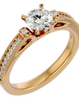 Inel de Logodnă din Aur 14k cu Moissanite Solitaire Etern Pavé de 0.40 ct din 14k Aur Galben - Castelo.ro
