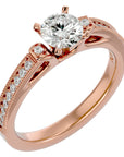 Inel de Logodnă cu Diamante Create în Laborator Solitaire Etern Pavé de 0.40 ct din 18k Aur Roz - Castelo.ro