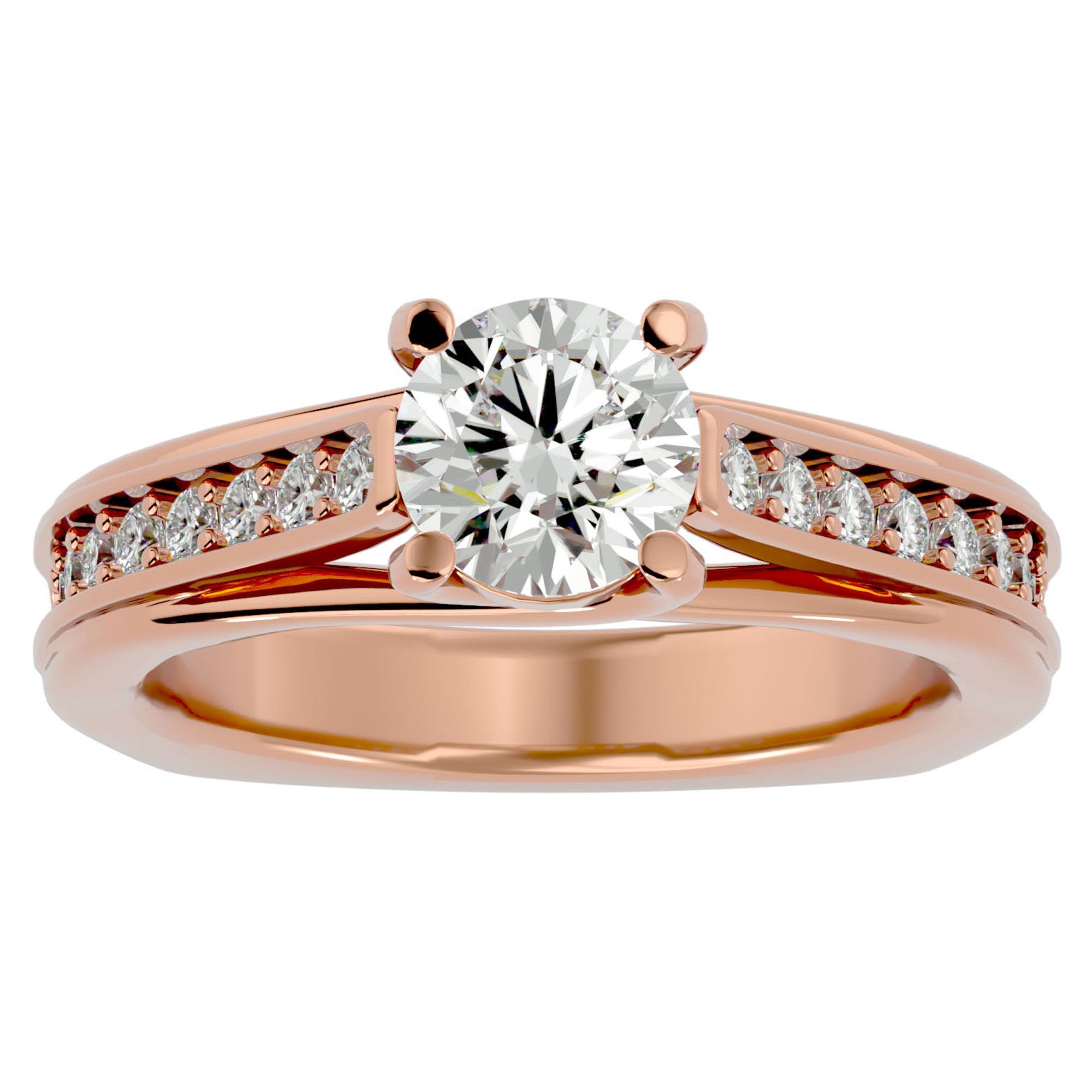 Inel de Logodnă cu Diamante Naturale Solitaire Etern Pavé de 1.77 ct din 18k Aur Roz - Castelo.ro
