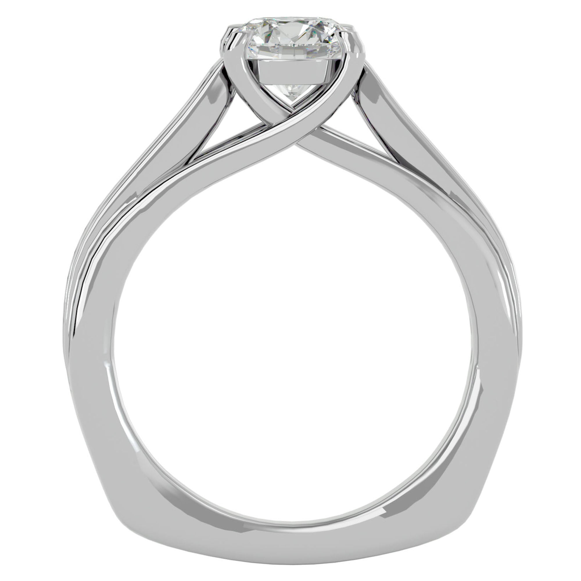 Inel de Logodnă cu Moissanite Solitaire Etern Pavé de 1.77 ct din Platina - Castelo.ro