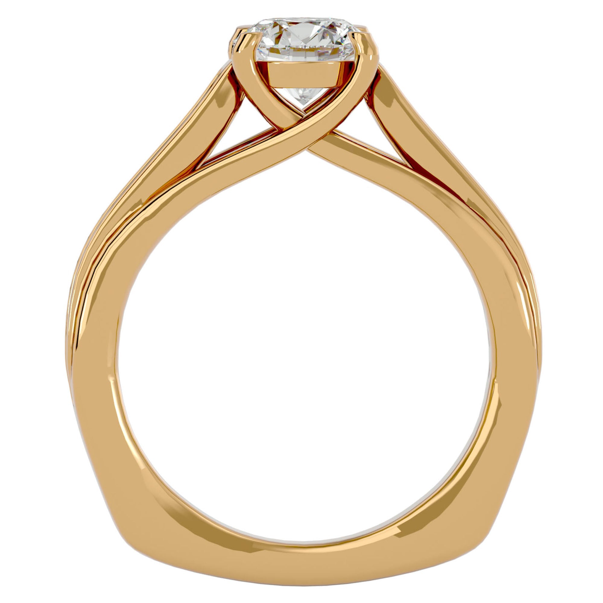 Inel de Logodnă din Aur 14k cu Moissanite Solitaire Etern Pavé de 1.77 ct din 14k Aur Galben - Castelo.ro