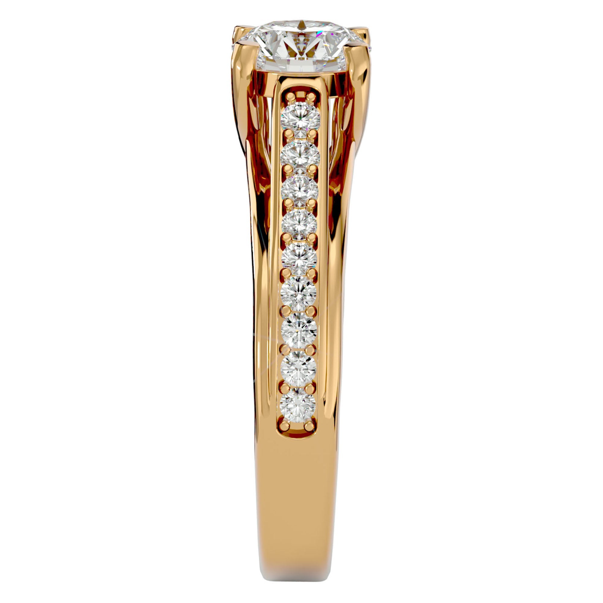 Inel de Logodnă din Aur 14k cu Moissanite Solitaire Etern Pavé de 1.77 ct din 14k Aur Galben - Castelo.ro