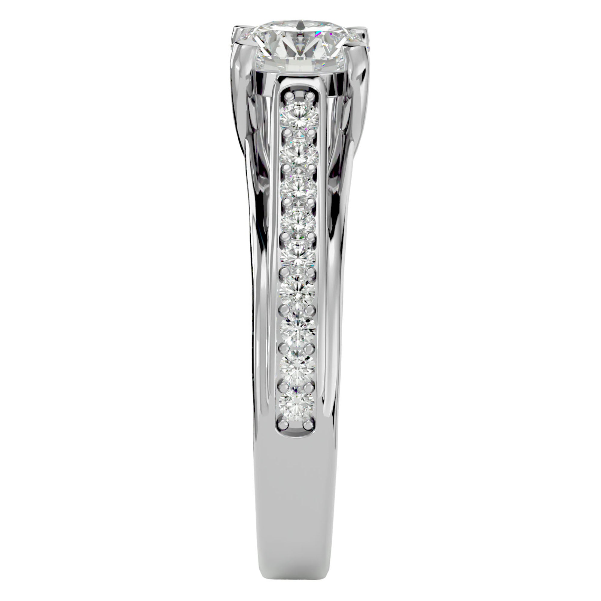 Inel de Logodnă din Aur 14k cu Diamante Create în Laborator Solitaire Etern Pavé de 1.77 ct din 14k Aur Alb - Castelo.ro