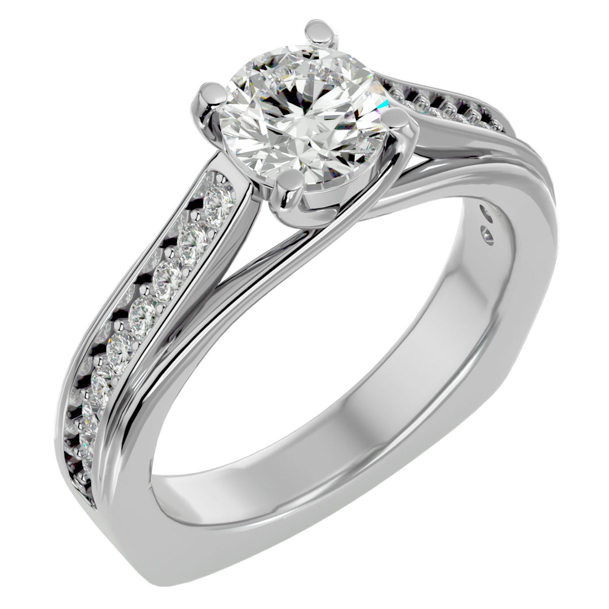 Inel de Logodnă cu Diamante Naturale Solitaire Etern Pavé de 1.77 ct din Platina - Castelo.ro