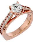 Inel de Logodnă din Aur 14k cu Diamante Create în Laborator Solitaire Etern Pavé de 1.77 ct din 14k Aur Roz - Castelo.ro