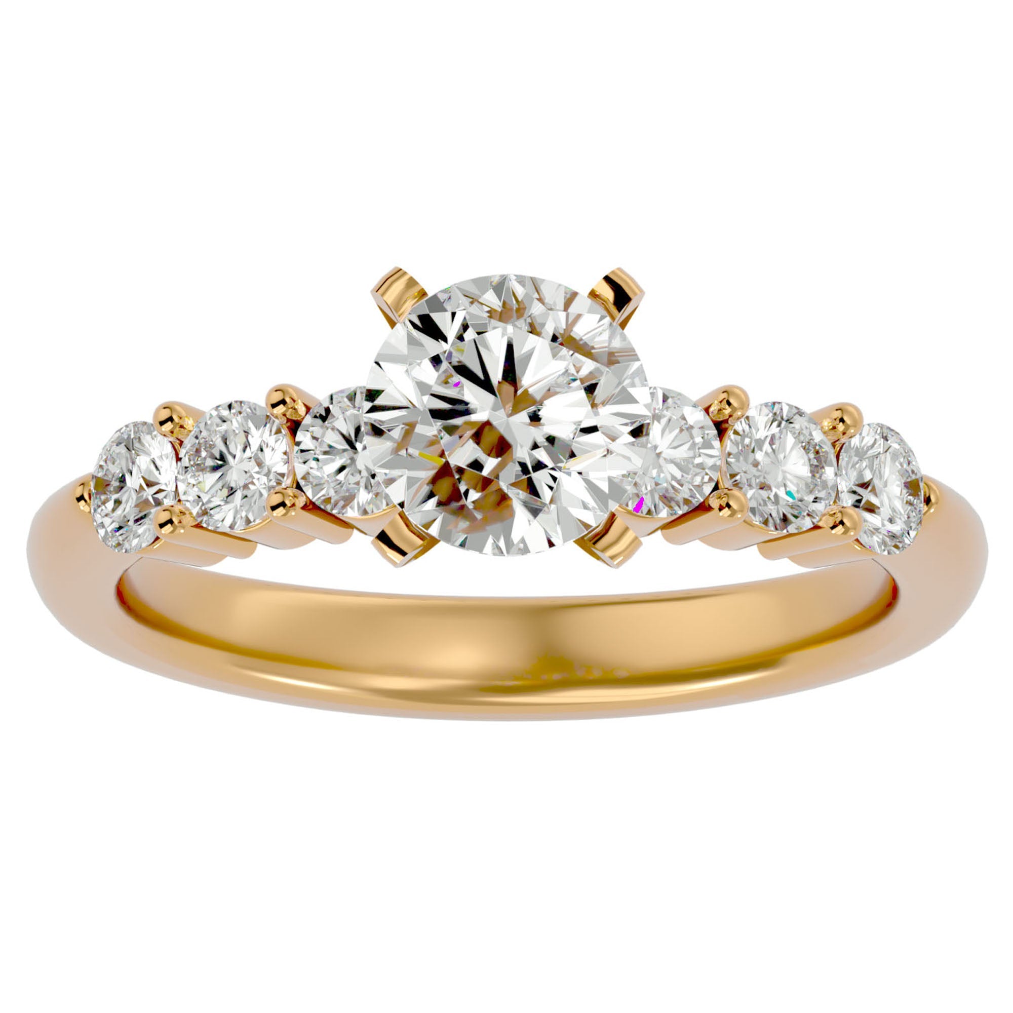 Inel de Logodnă din Aur 14k cu Diamante Naturale Solitaire Etern Pavé de 0.80 ct din 14k Aur Galben - Castelo.ro
