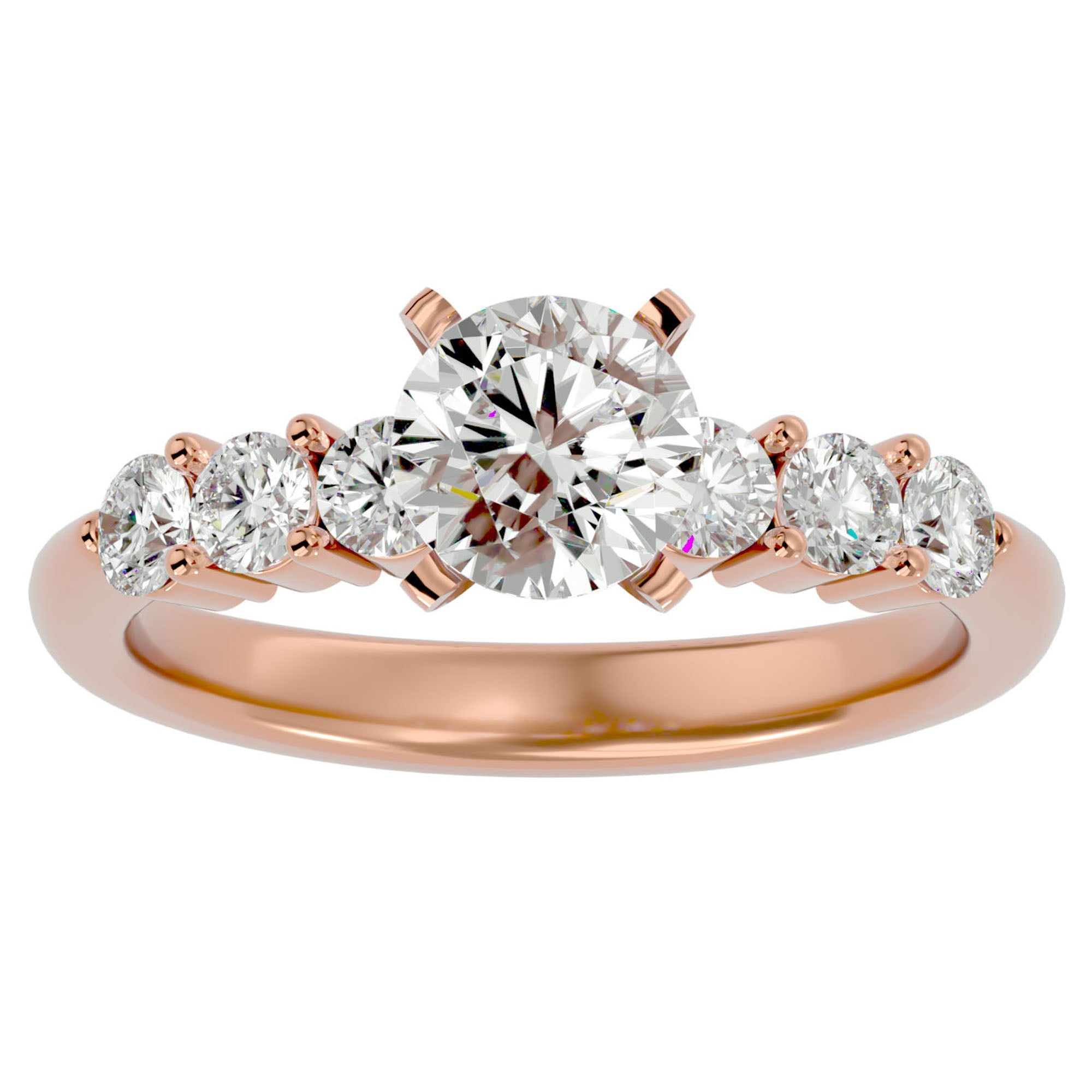 Inel de Logodnă din Aur 14k cu Diamante Naturale Solitaire Etern Pavé de 0.80 ct din 14k Aur Roz - Castelo.ro