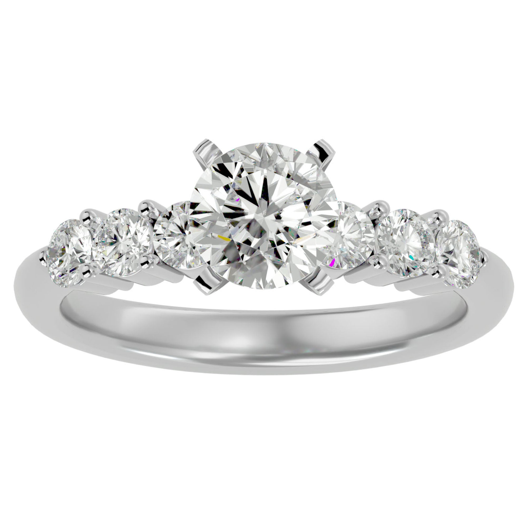 Inel de Logodnă cu Diamante Naturale Solitaire Etern Pavé de 0.80 ct din Platina - Castelo.ro