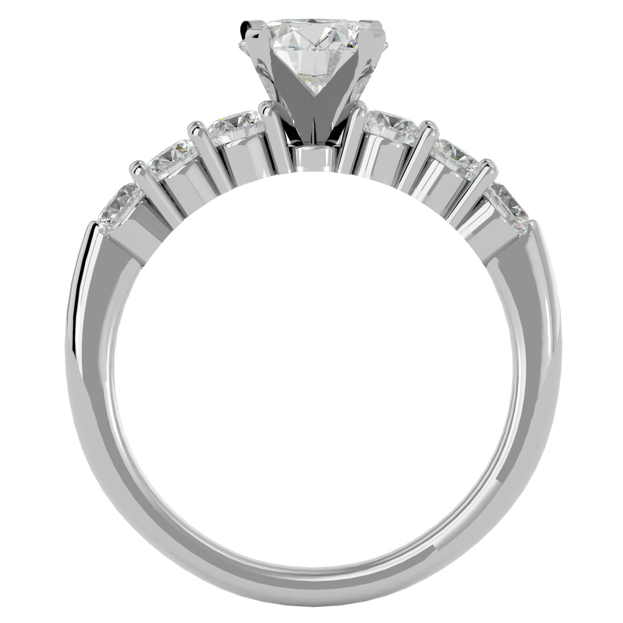 Inel de Logodnă din Aur 14k cu Diamante Create în Laborator Solitaire Etern Pavé de 0.80 ct din 14k Aur Alb - Castelo.ro