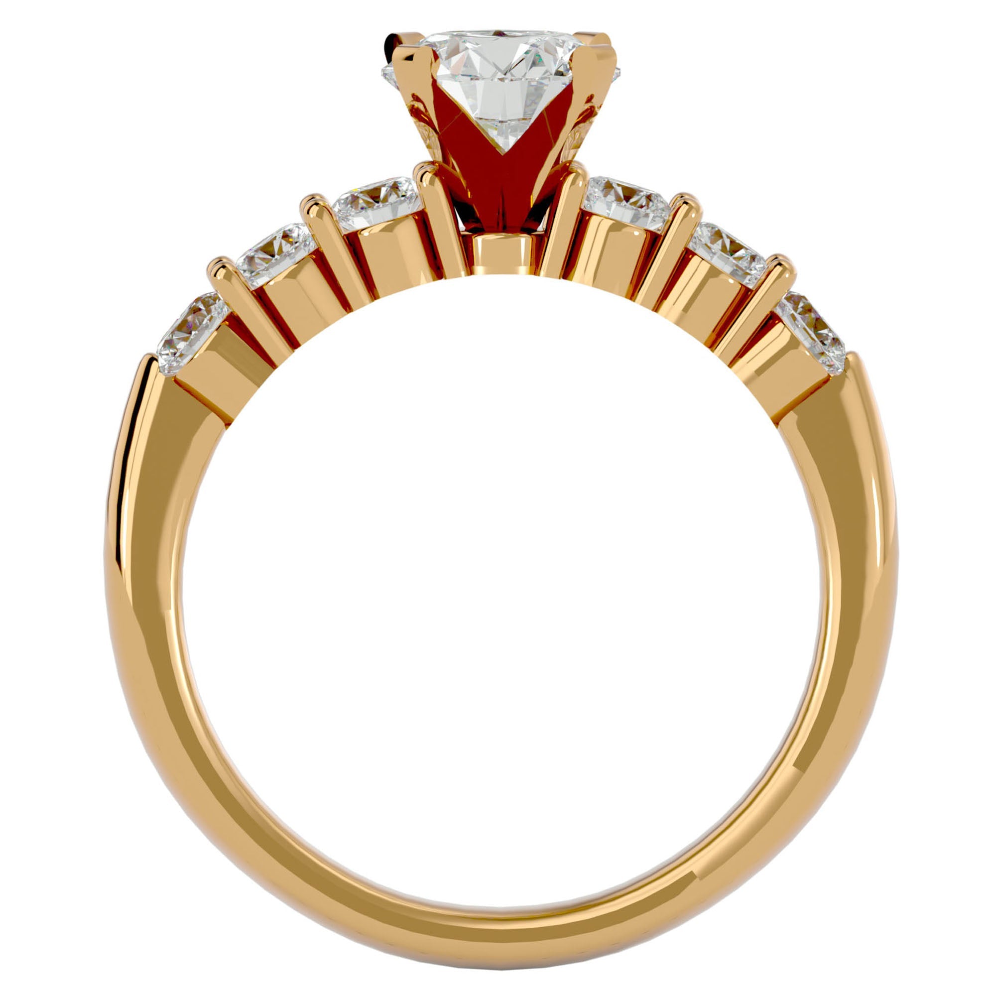 Inel de Logodnă cu Moissanite Solitaire Etern Pavé de 0.80 ct din 18k Aur Galben - Castelo.ro