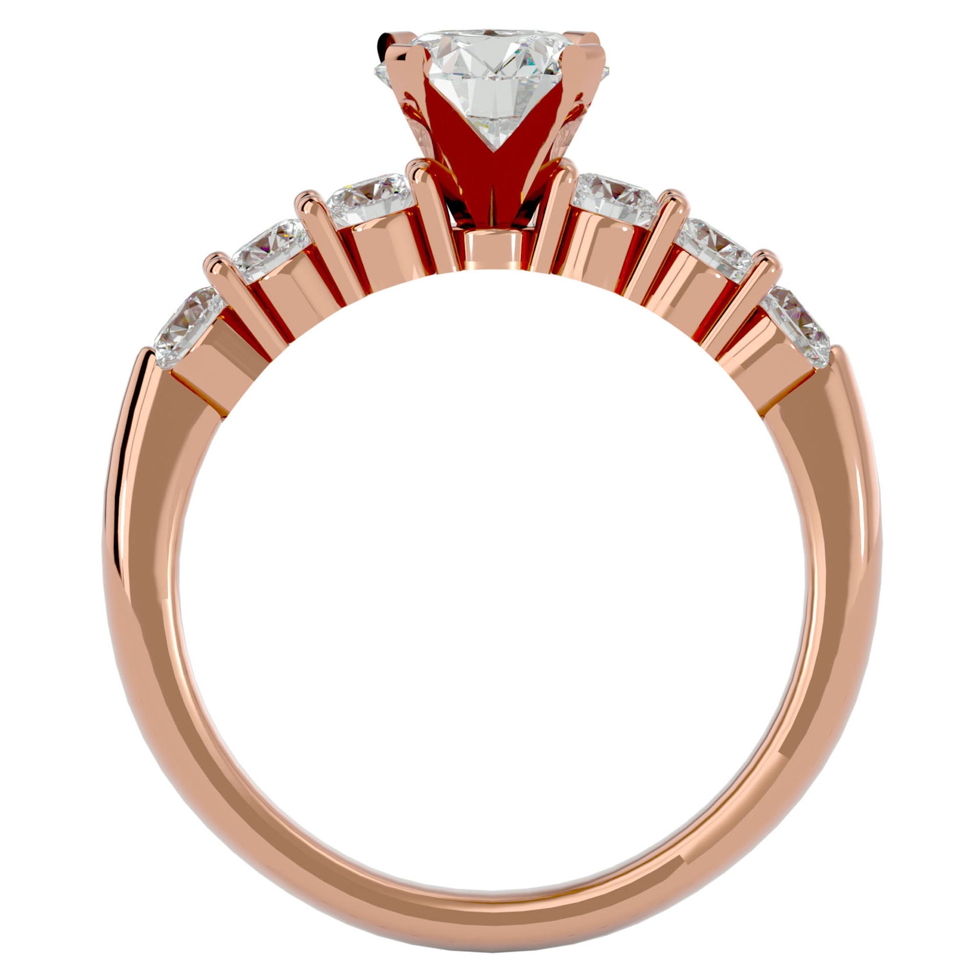 Inel de Logodnă din Aur 14k cu Diamante Naturale Solitaire Etern Pavé de 0.80 ct din 14k Aur Roz - Castelo.ro