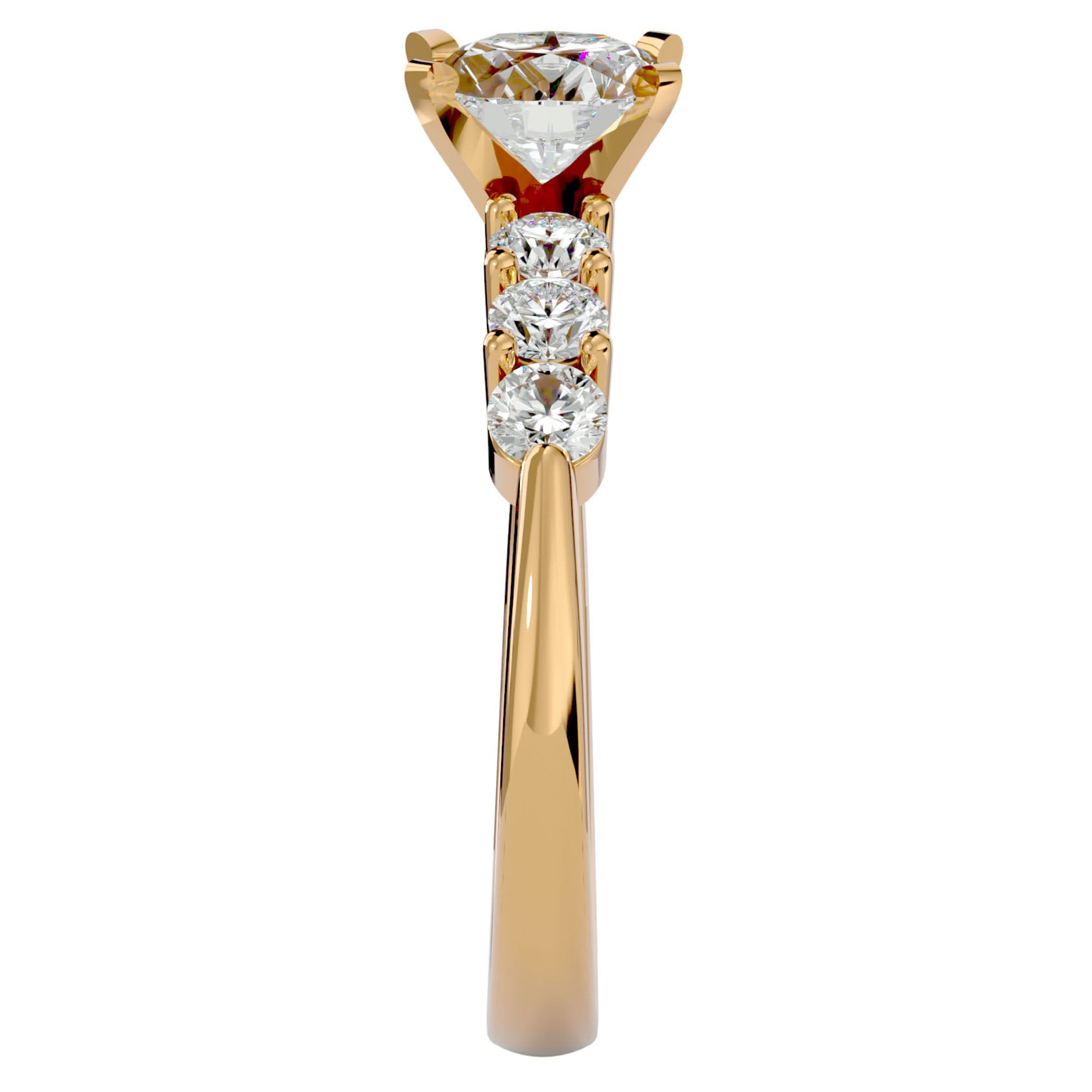Inel de Logodnă din Aur 14k cu Diamante Naturale Solitaire Etern Pavé de 0.80 ct din 14k Aur Galben - Castelo.ro