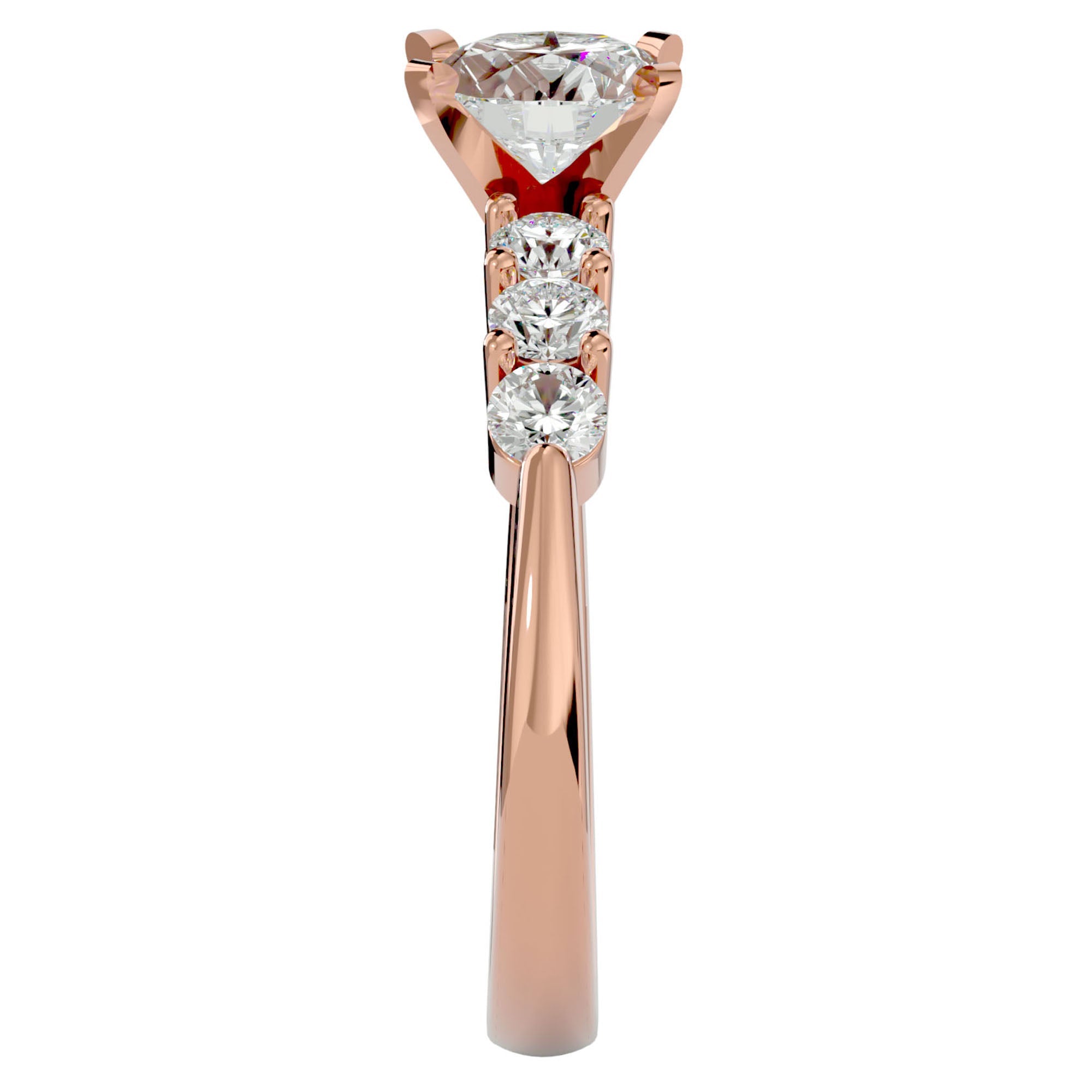 Inel de Logodnă din Aur 14k cu Diamante Naturale Solitaire Etern Pavé de 0.80 ct din 14k Aur Roz - Castelo.ro