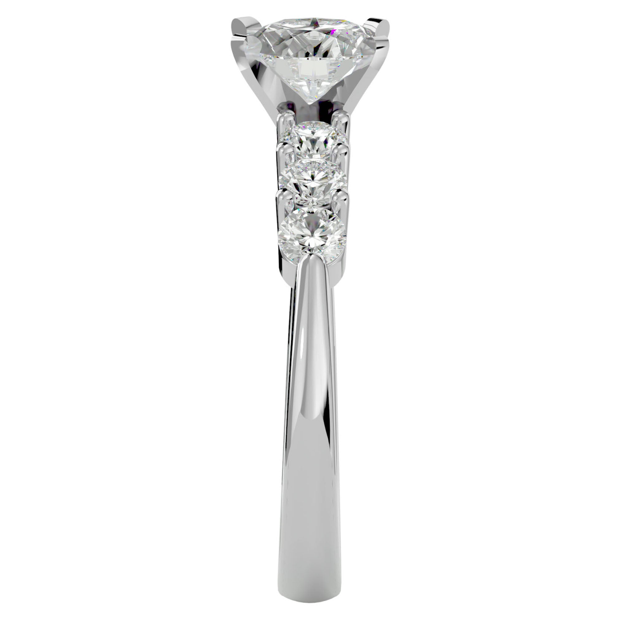 Inel de Logodnă cu Diamante Naturale Solitaire Etern Pavé de 0.80 ct din Platina - Castelo.ro