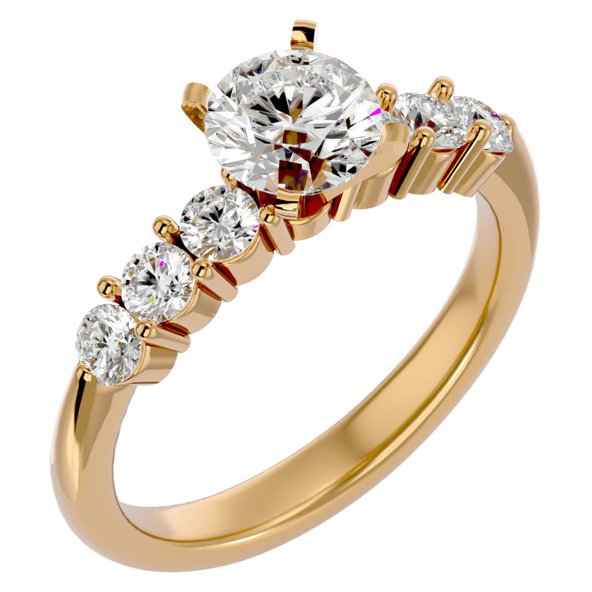 Inel de Logodnă din Aur 14k cu Diamante Naturale Solitaire Etern Pavé de 0.80 ct din 14k Aur Galben - Castelo.ro