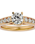 Inel de Logodnă din Aur 14k cu Moissanite Solitaire Etern Pavé de 1.57 ct din 14k Aur Galben - Castelo.ro