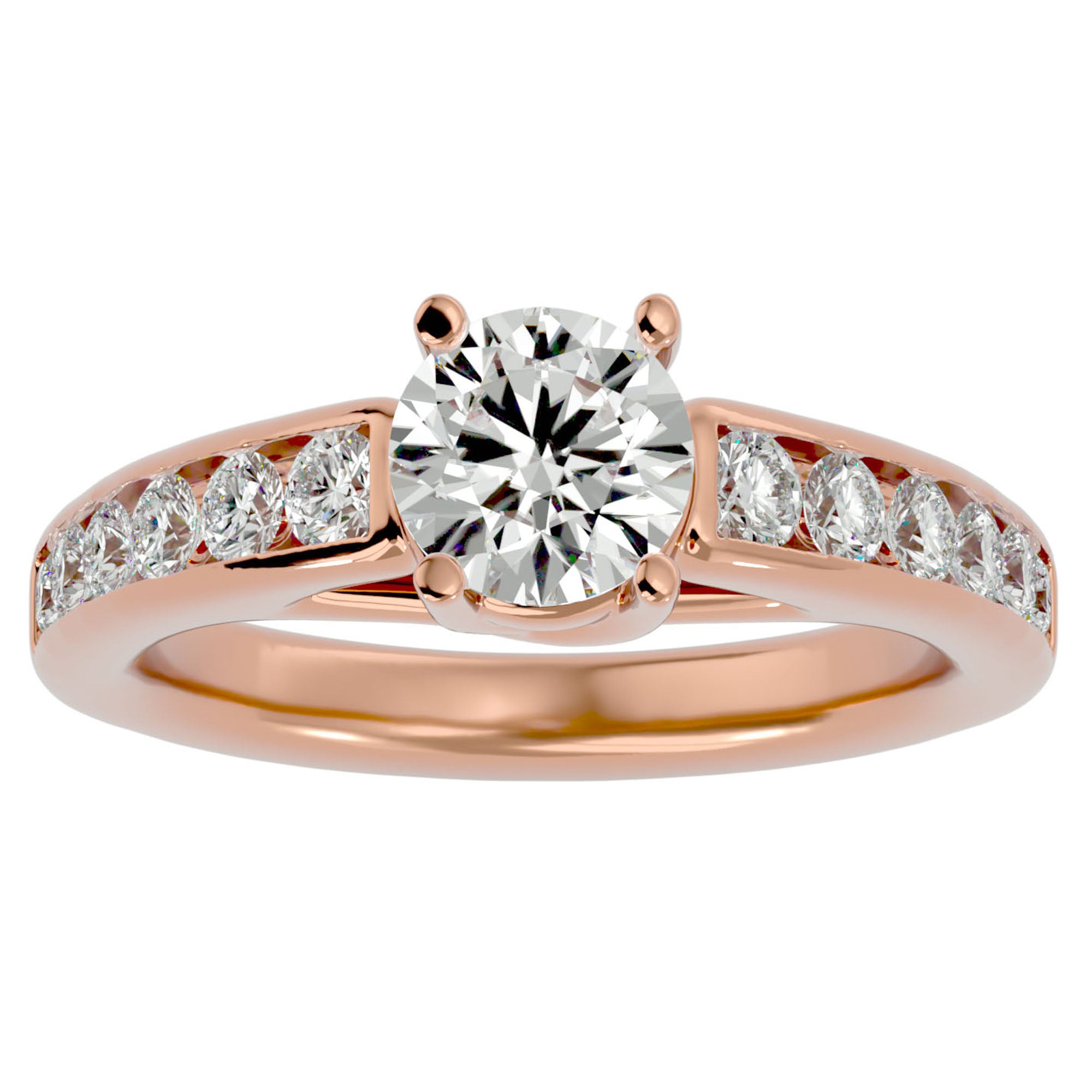 Inel de Logodnă cu Diamante Create în Laborator Solitaire Etern Pavé de 1.57 ct din 18k Aur Roz - Castelo.ro