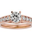 Inel de Logodnă cu Diamante Create în Laborator Solitaire Etern Pavé de 1.57 ct din 18k Aur Roz - Castelo.ro