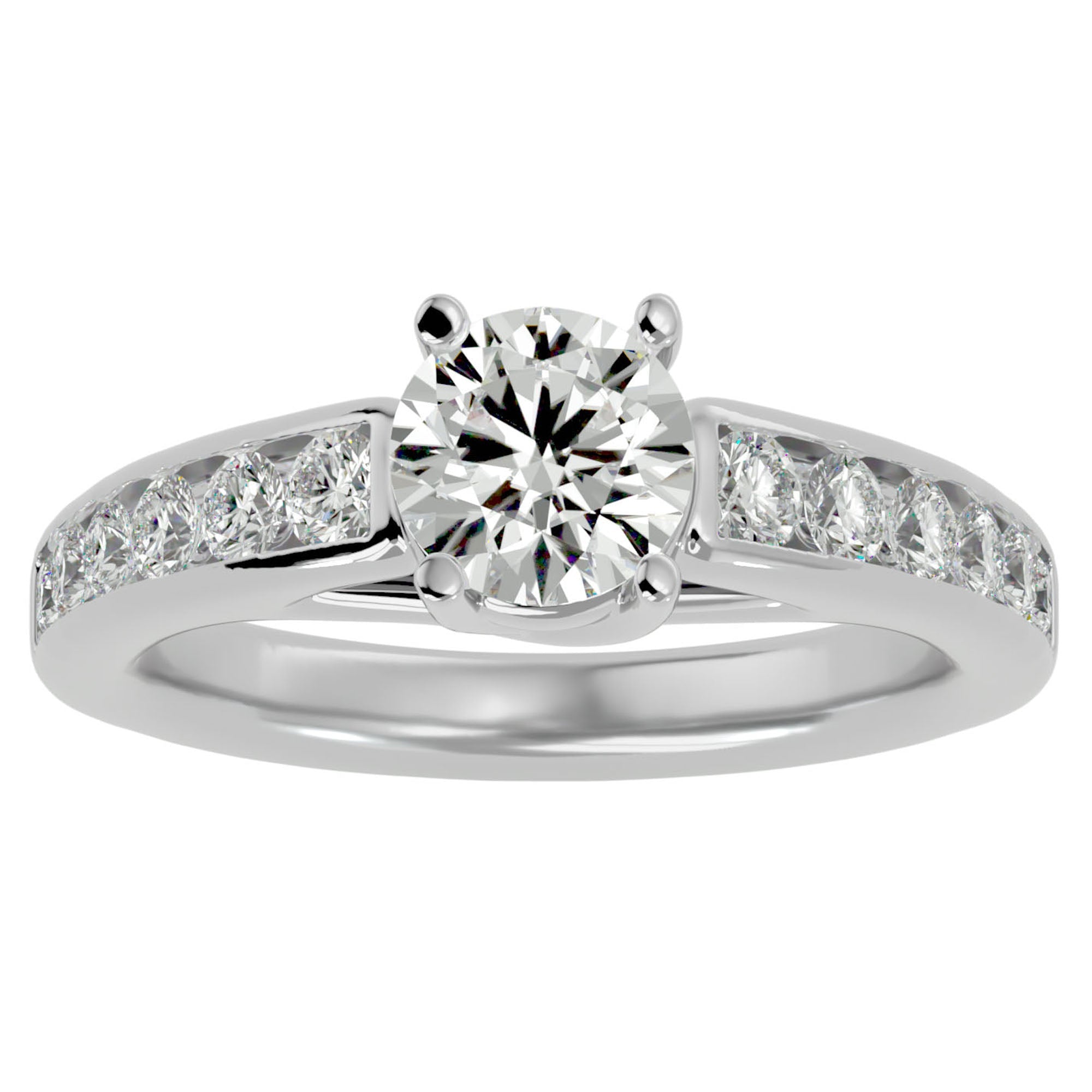 Inel de Logodnă din Aur 14k cu Diamante Create în Laborator Solitaire Etern Pavé de 1.57 ct din 14k Aur Alb - Castelo.ro