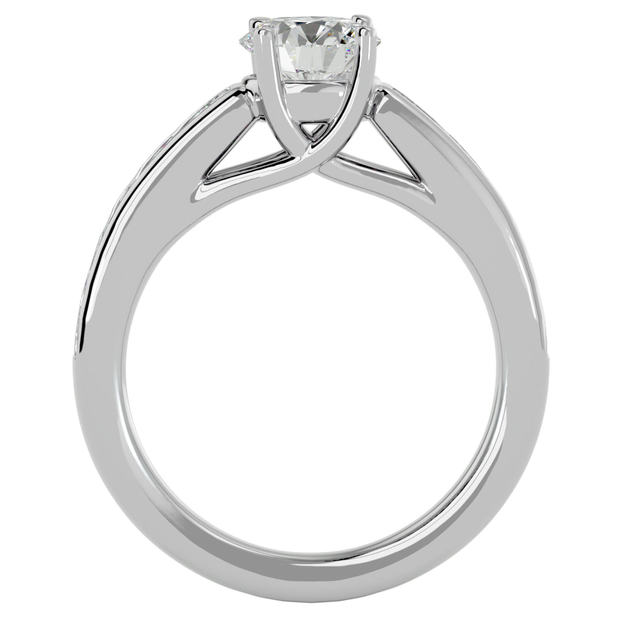 Inel de Logodnă din Aur 14k cu Diamante Create în Laborator Solitaire Etern Pavé de 1.57 ct din 14k Aur Alb - Castelo.ro