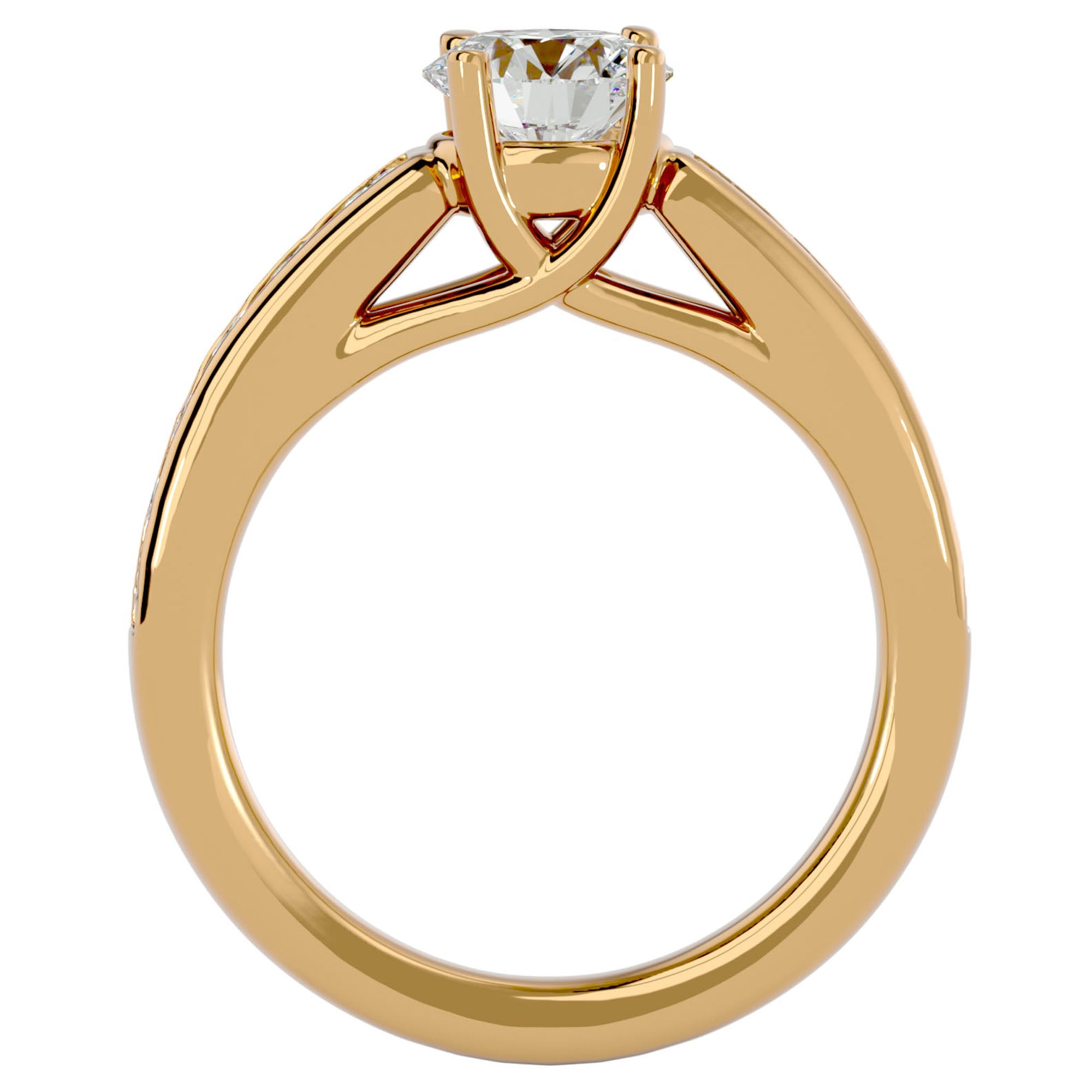 Inel de Logodnă din Aur 14k cu Moissanite Solitaire Etern Pavé de 1.57 ct din 14k Aur Galben - Castelo.ro