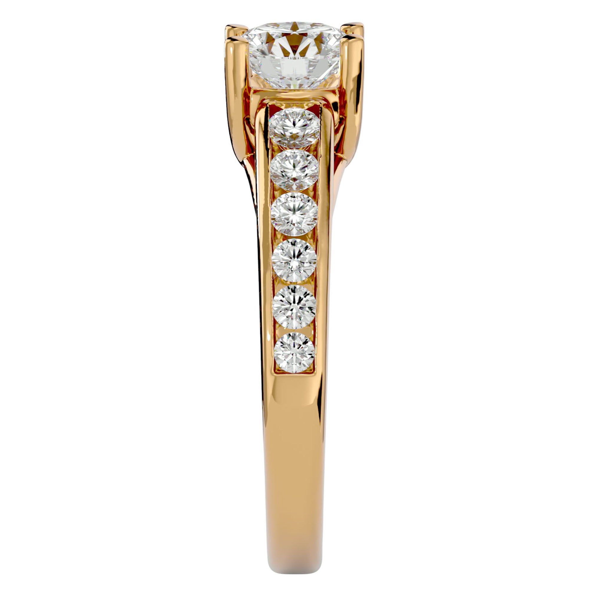 Inel de Logodnă din Aur 14k cu Diamante Create în Laborator Solitaire Etern Pavé de 1.57 ct din 14k Aur Galben - Castelo.ro