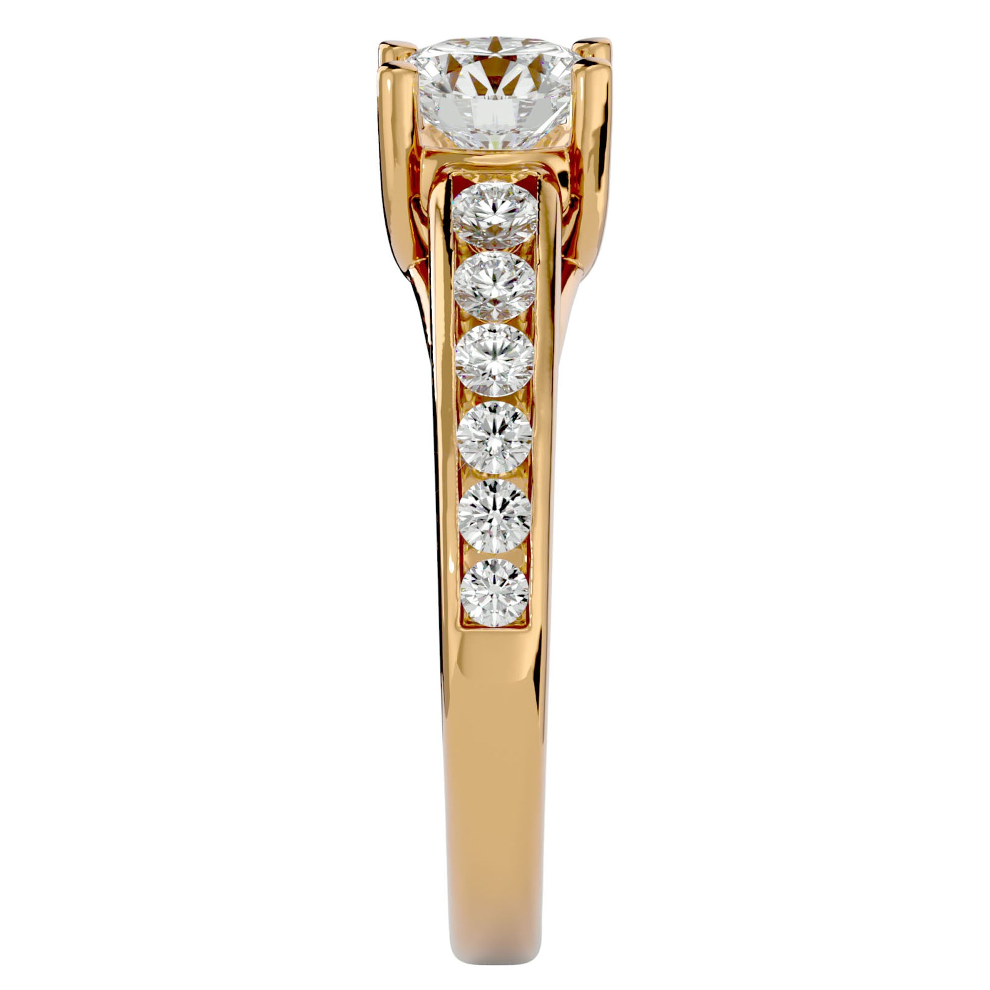 Inel de Logodnă din Aur 14k cu Moissanite Solitaire Etern Pavé de 1.57 ct din 14k Aur Galben - Castelo.ro