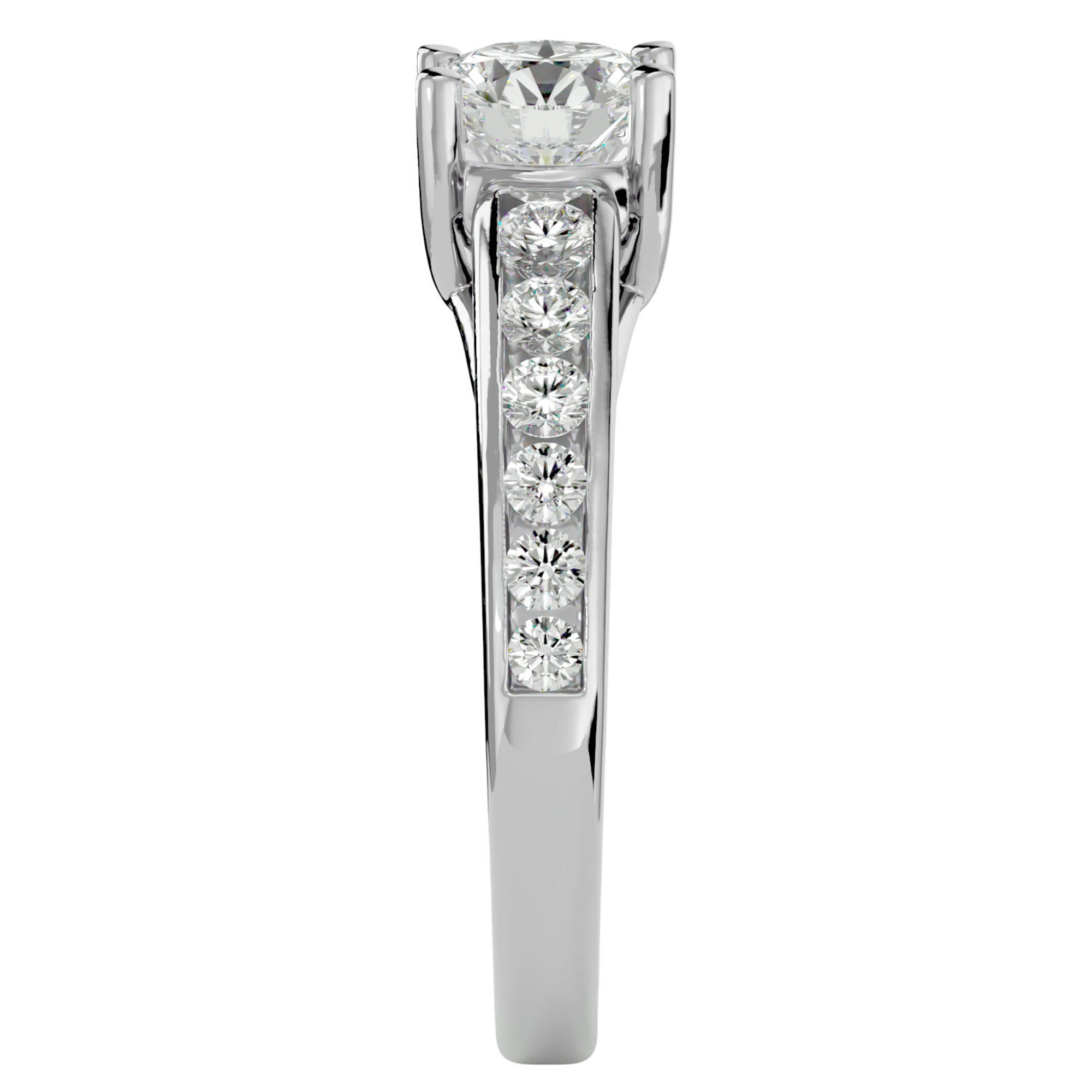 Inel de Logodnă din Aur 14k cu Diamante Create în Laborator Solitaire Etern Pavé de 1.57 ct din 14k Aur Alb - Castelo.ro