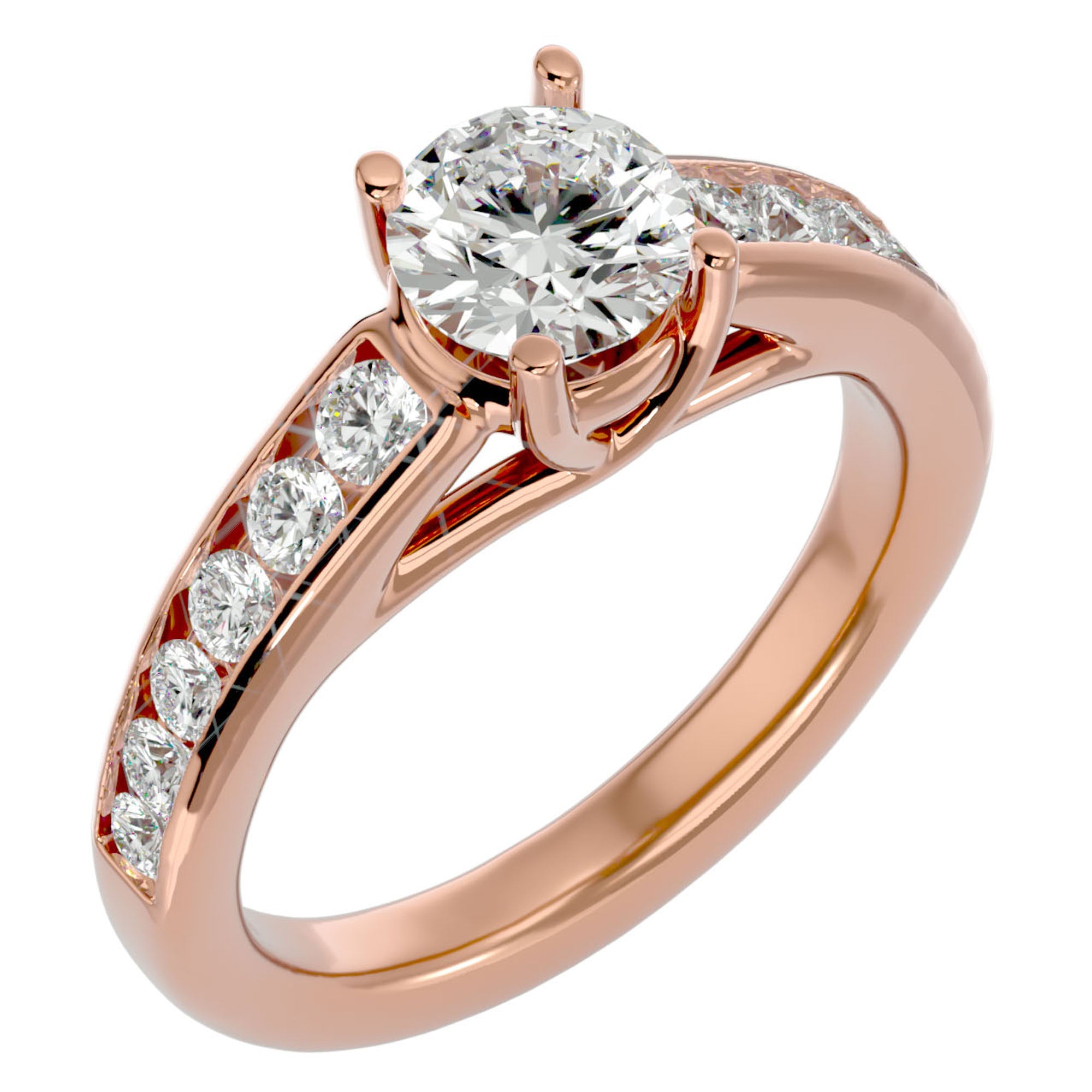 Inel de Logodnă din Aur 14k cu Diamante Naturale Solitaire Etern Pavé de 1.57 ct din 14k Aur Roz - Castelo.ro