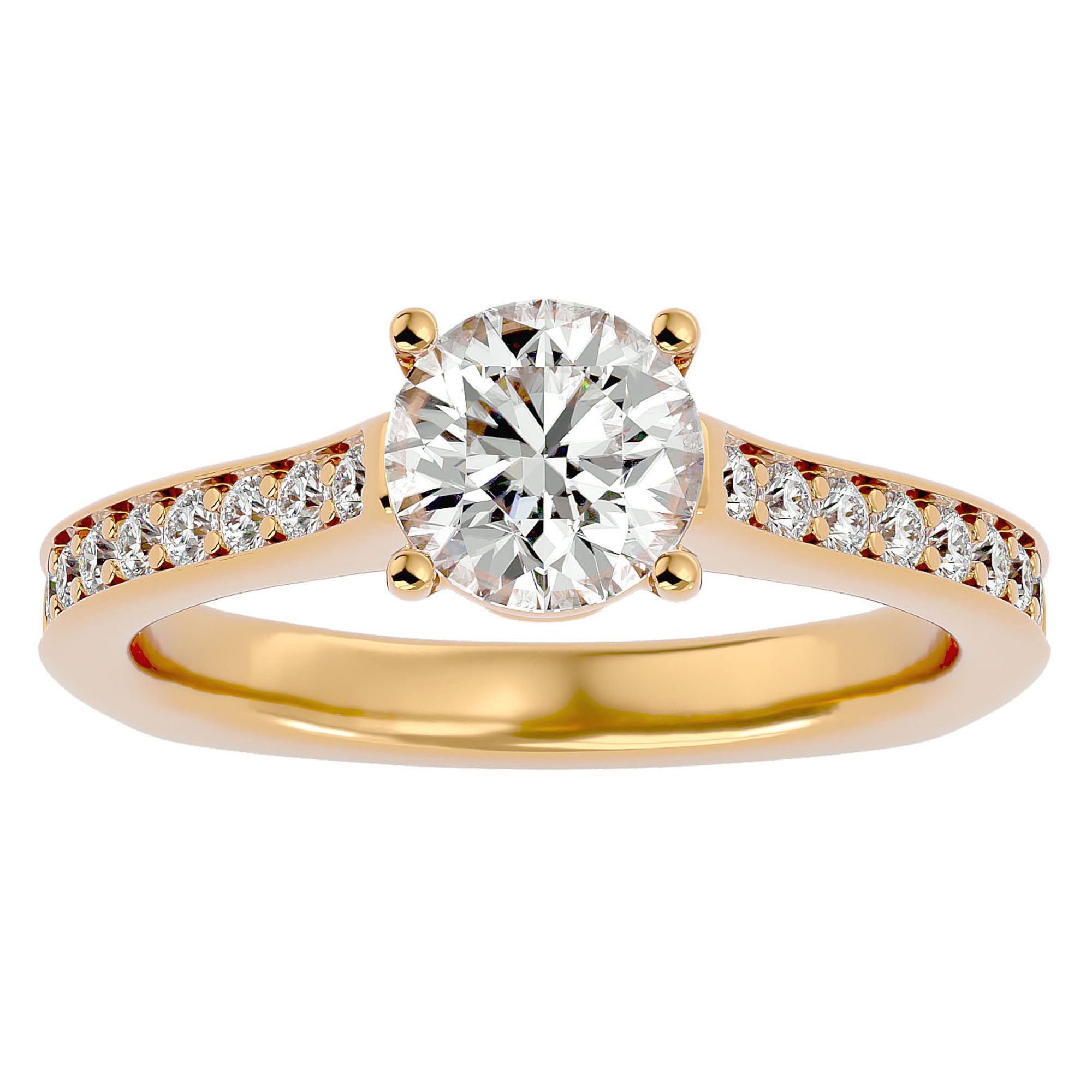 Inel de Logodnă cu Diamante Naturale Solitaire Etern Pavé de 1.95 ct din 18k Aur Galben - Castelo.ro