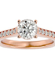 Inel de Logodnă cu Moissanite Solitaire Etern Pavé de 1.95 ct din 18k Aur Roz - Castelo.ro