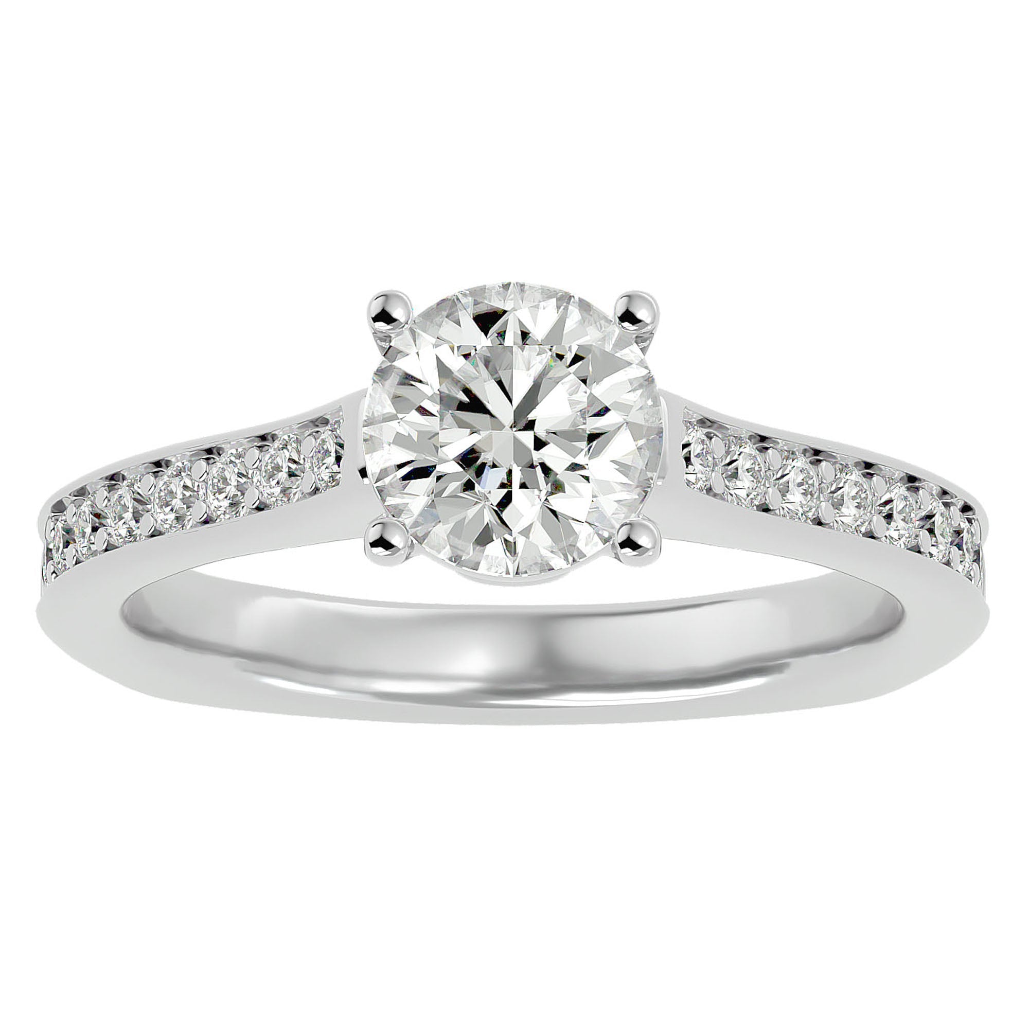 Inel de Logodnă din Aur 14k cu Diamante Create în Laborator Solitaire Etern Pavé de 1.95 ct din 14k Aur Alb - Castelo.ro