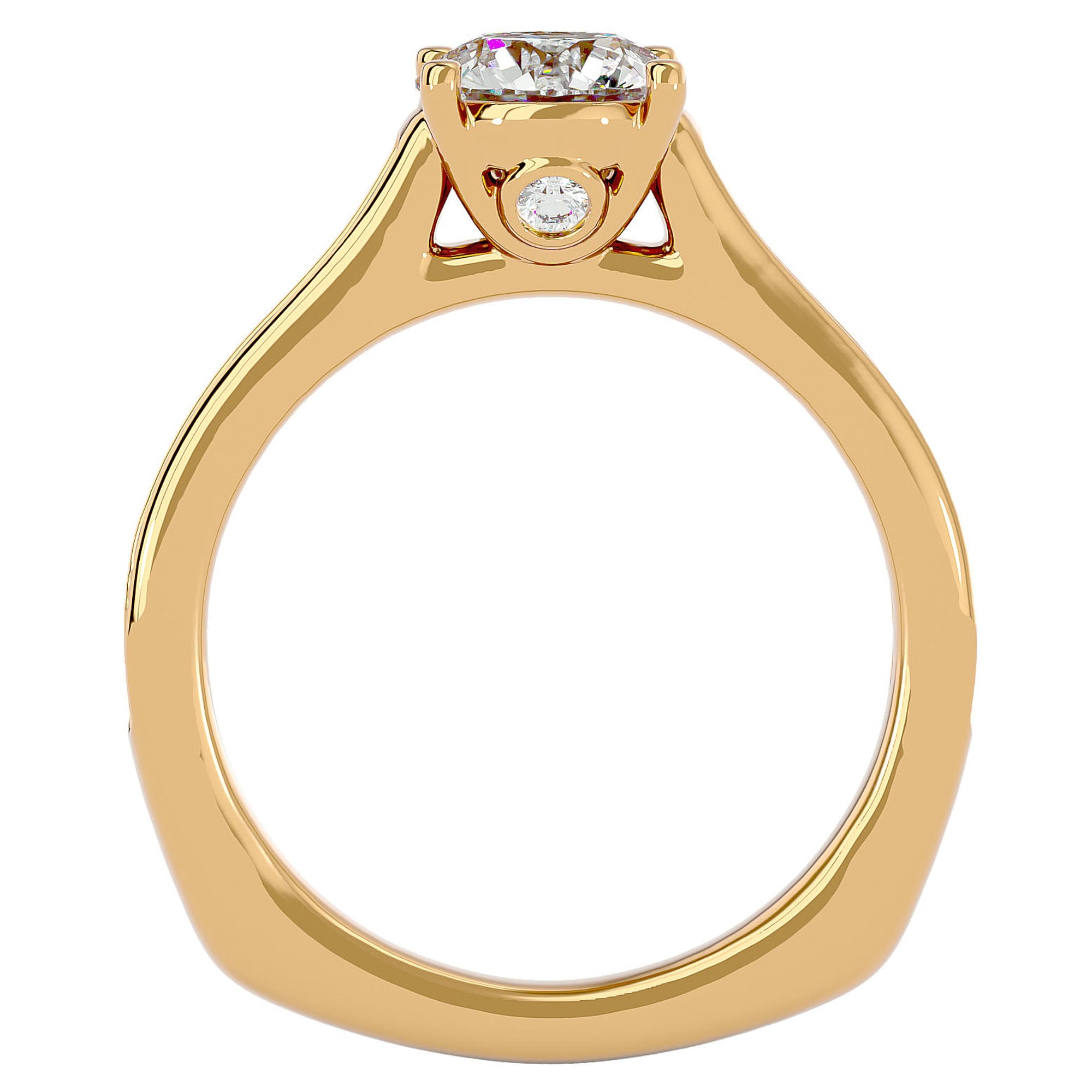 Inel de Logodnă cu Moissanite Solitaire Etern Pavé de 1.95 ct din 18k Aur Galben - Castelo.ro