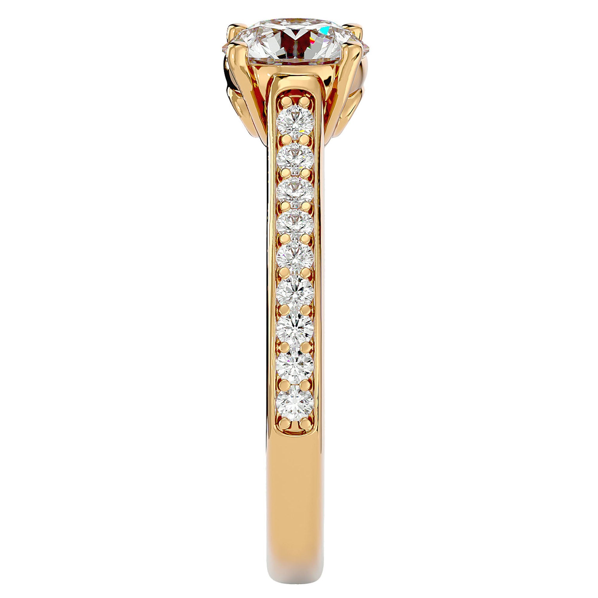 Inel de Logodnă cu Moissanite Solitaire Etern Pavé de 1.95 ct din 18k Aur Galben - Castelo.ro