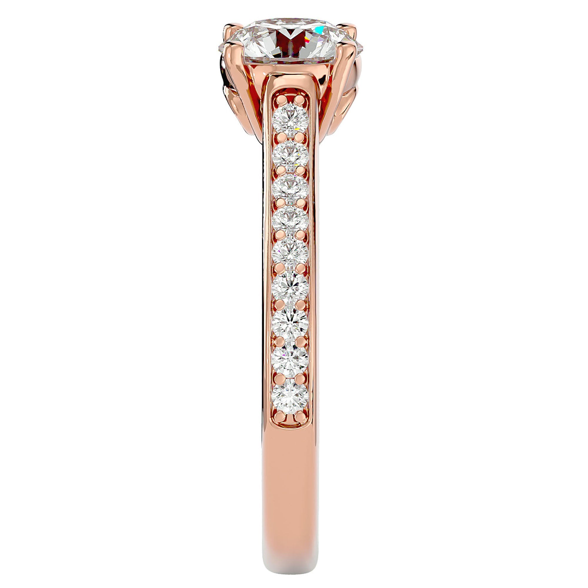 Inel de Logodnă cu Moissanite Solitaire Etern Pavé de 1.95 ct din 18k Aur Roz - Castelo.ro