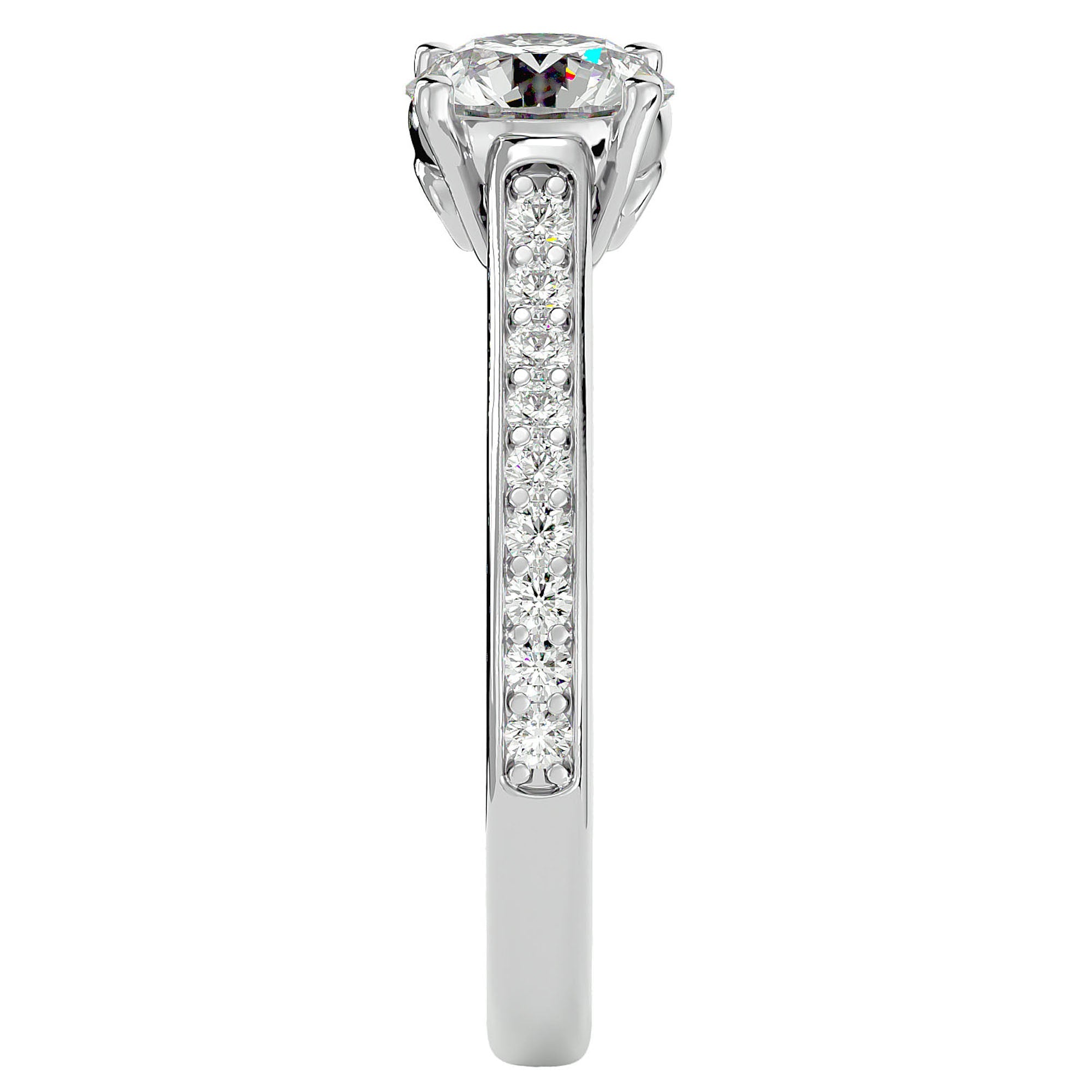 Inel de Logodnă cu Moissanite Solitaire Etern Pavé de 1.95 ct din Platina - Castelo.ro