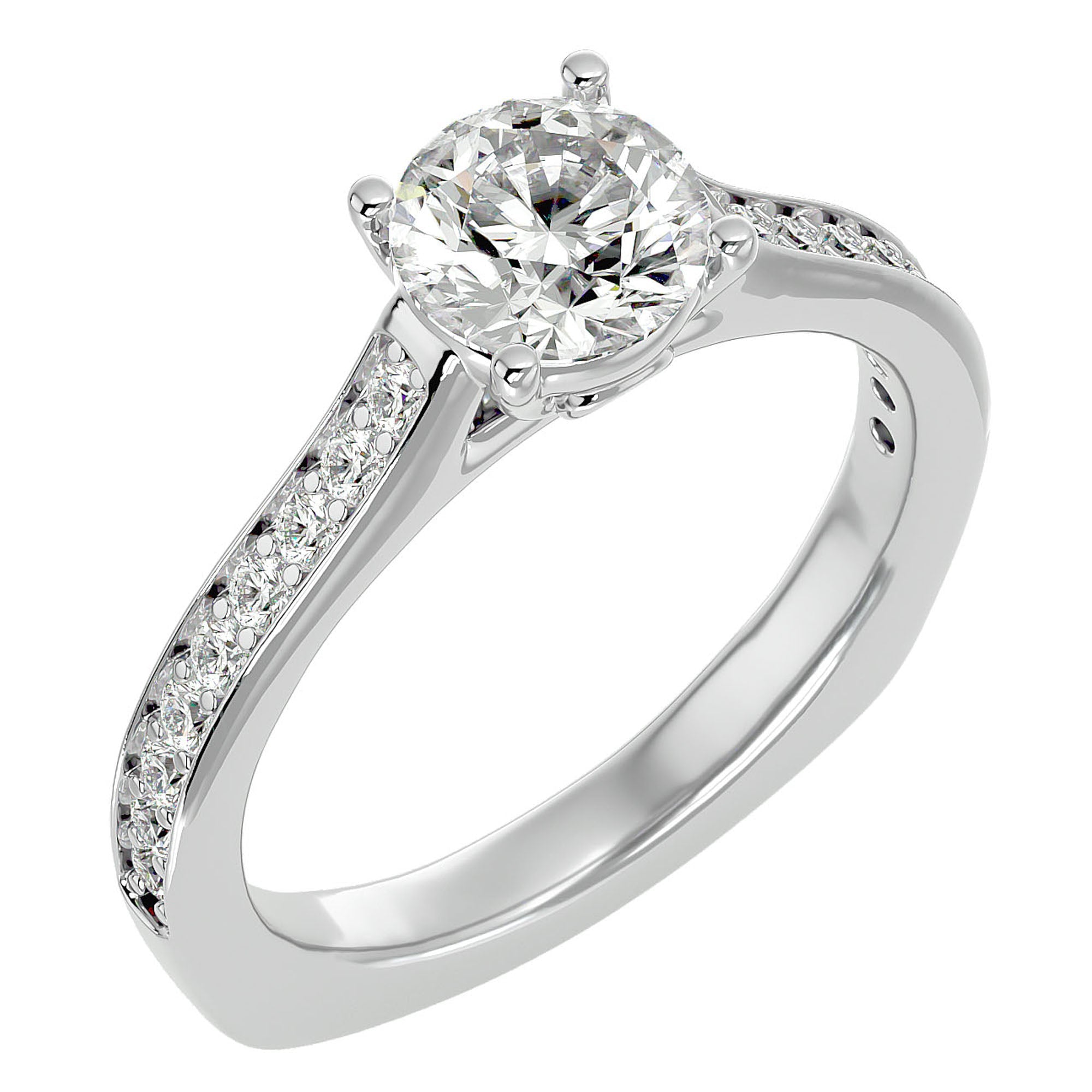 Inel de Logodnă din Aur 14k cu Diamante Create în Laborator Solitaire Etern Pavé de 1.95 ct din 14k Aur Alb - Castelo.ro