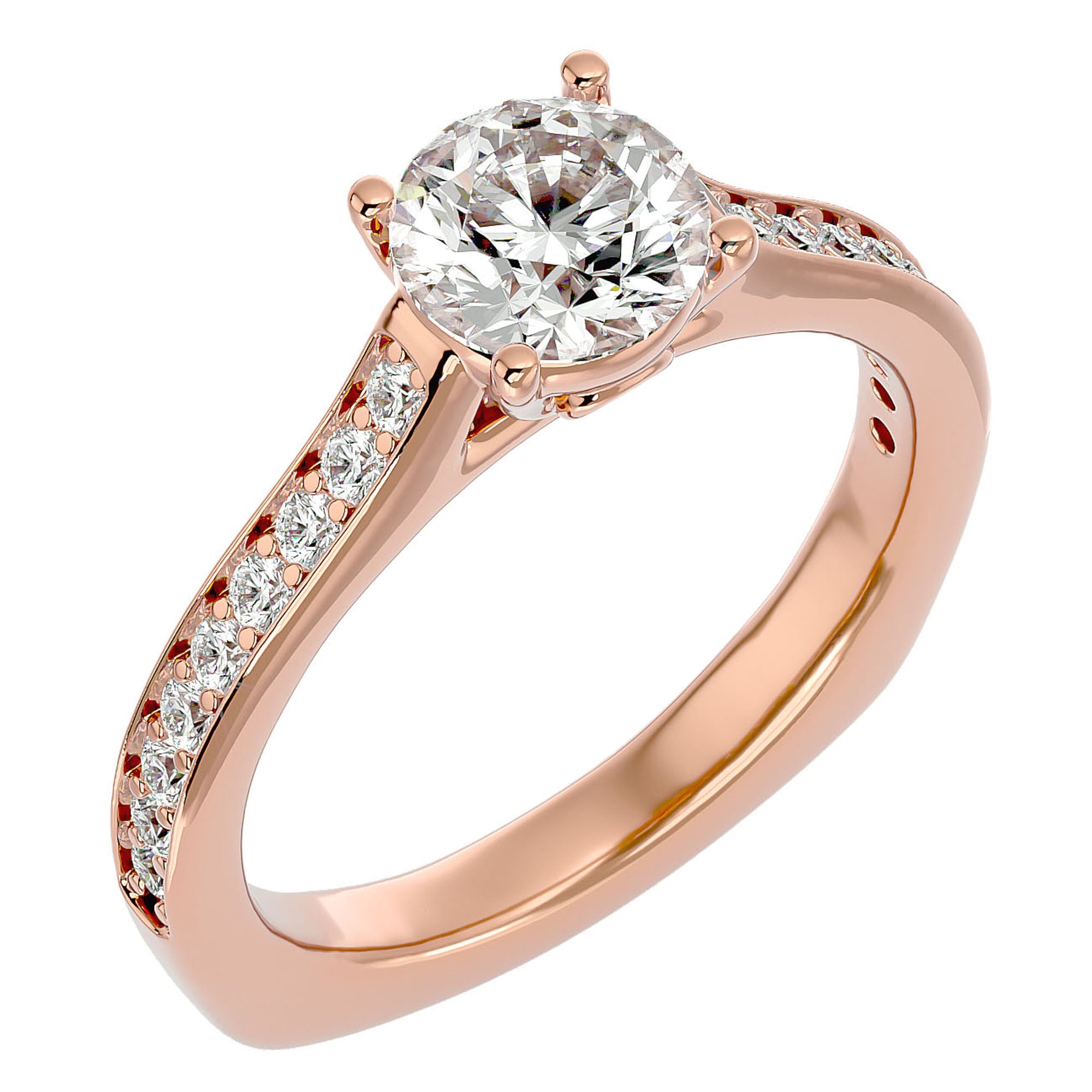 Inel de Logodnă cu Diamante Naturale Solitaire Etern Pavé de 1.95 ct din 18k Aur Roz - Castelo.ro