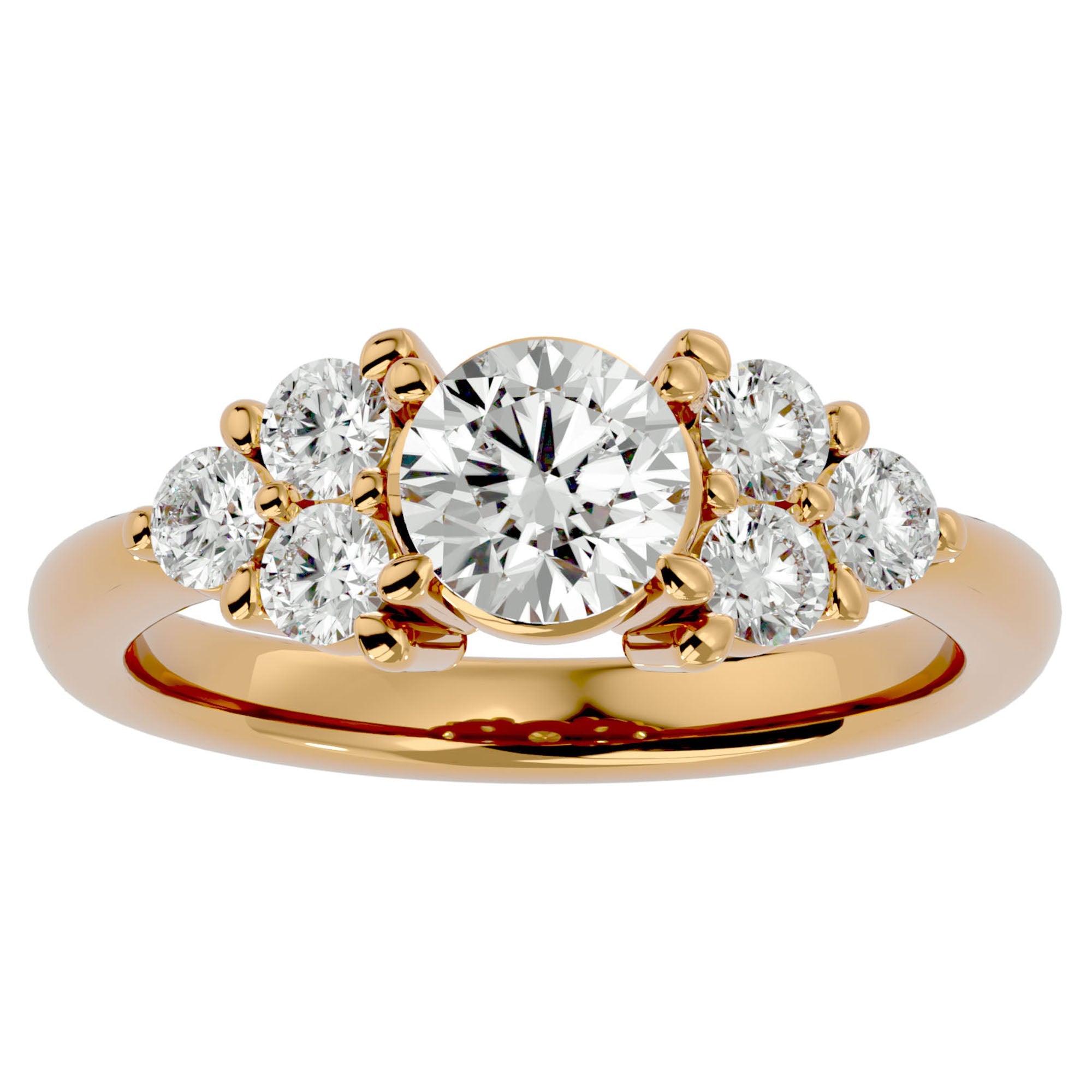 Inel de Logodnă din Aur 14k cu Trio de Diamante Create în Laborator Solitaire Etern de 1.75 ct din 14k Aur Galben - Castelo.ro