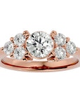 Inel de Logodnă cu Trio de Diamante Create în Laborator Solitaire Etern de 1.75 ct din 18k Aur Roz - Castelo.ro