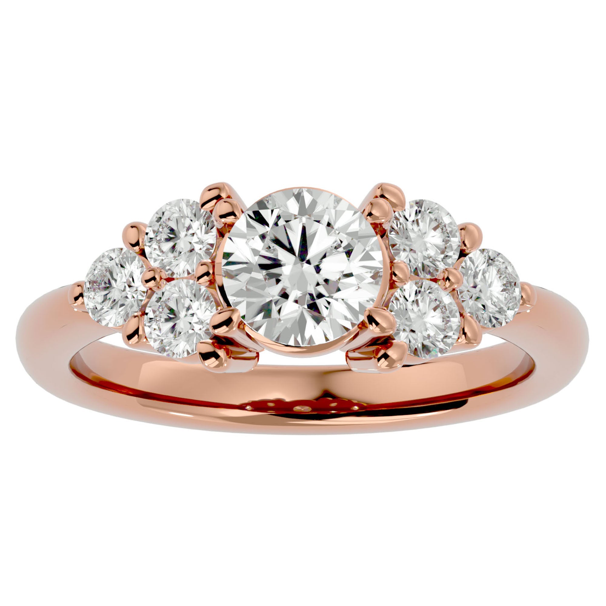 Inel de Logodnă din Aur 14k cu Trio de Diamante Create în Laborator Solitaire Etern de 1.75 ct din 14k Aur Roz - Castelo.ro