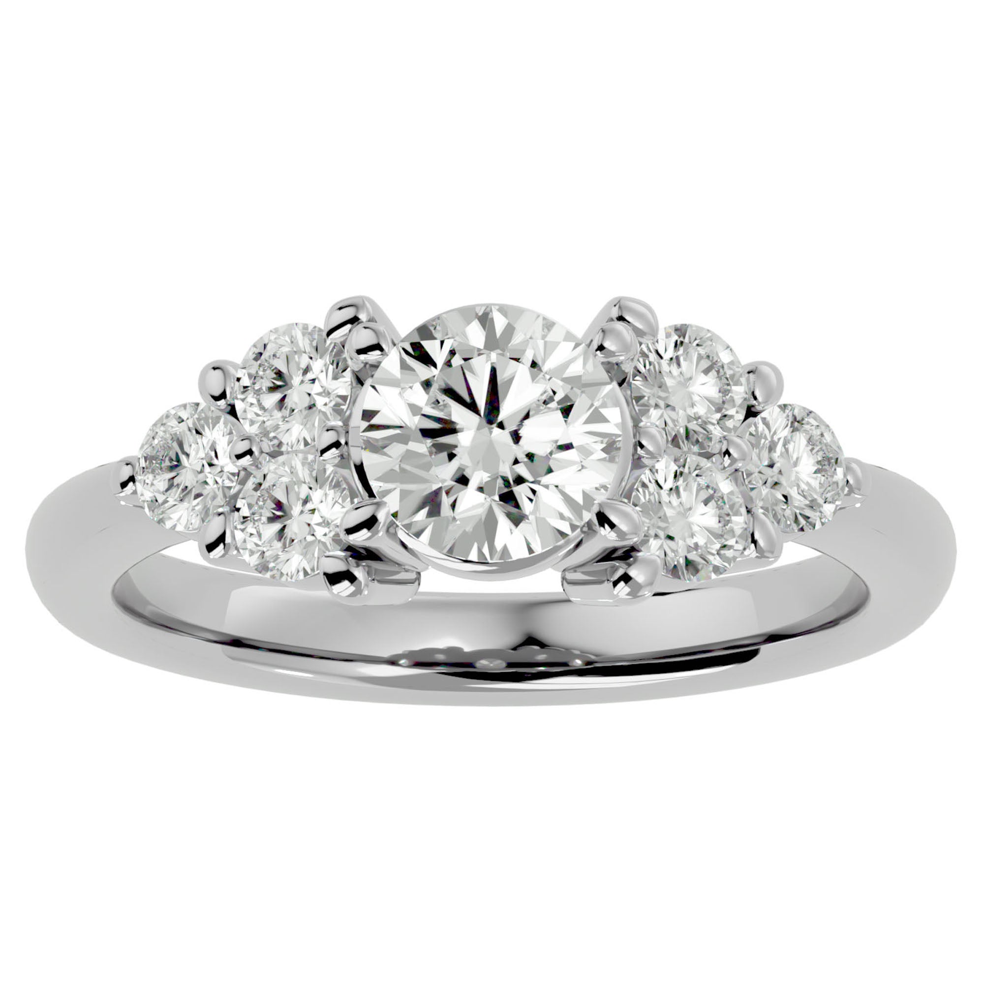 Inel de Logodnă din Aur 14k cu Trio de Diamante Naturale Solitaire Etern de 1.75 ct din 14k Aur Alb - Castelo.ro