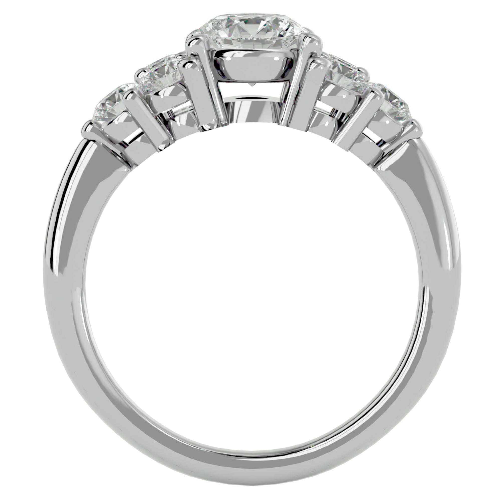 Inel de Logodnă din Aur 14k cu Trio de Diamante Create în Laborator Solitaire Etern de 1.75 ct din 14k Aur Alb - Castelo.ro