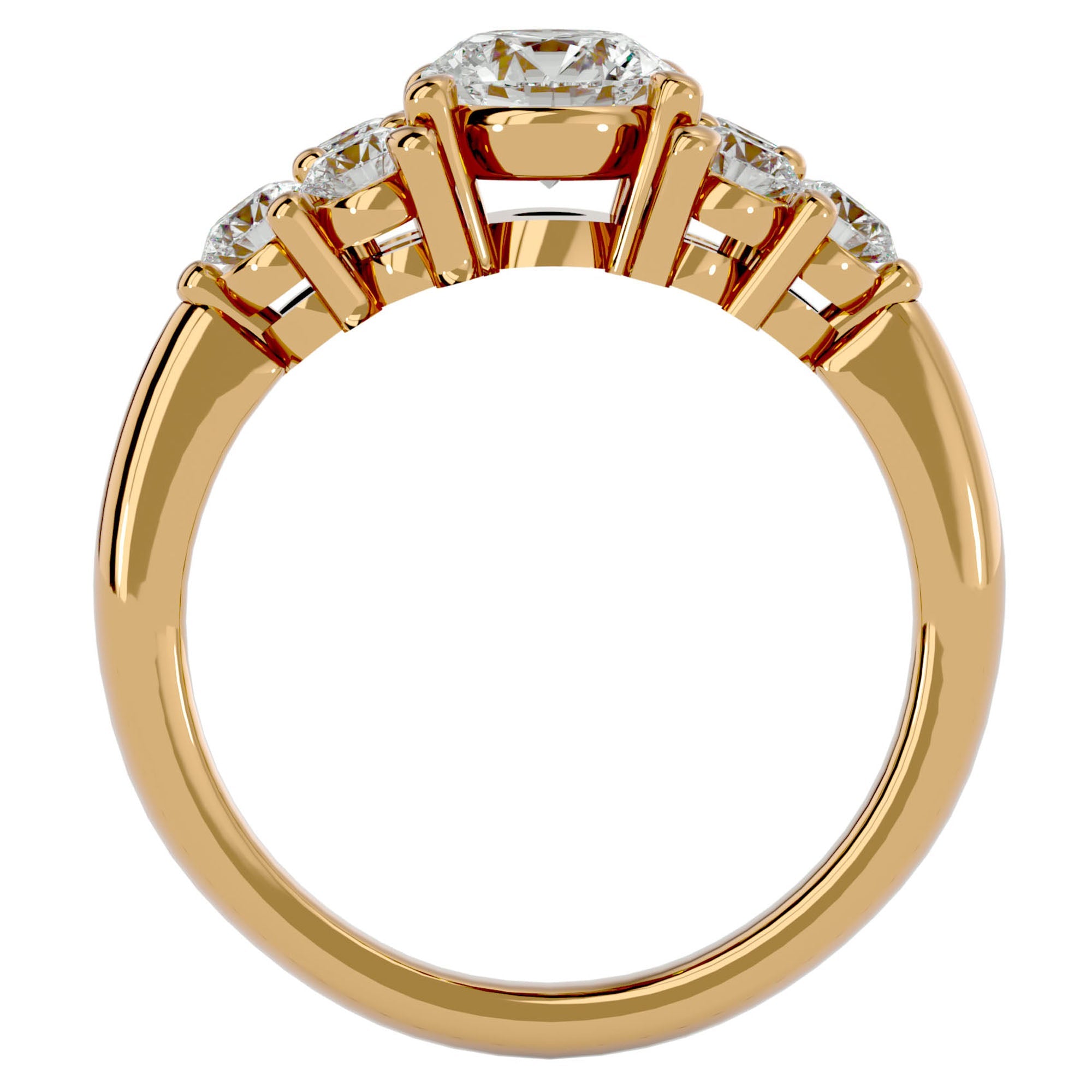 Inel de Logodnă din Aur 14k cu Trio de Diamante Create în Laborator Solitaire Etern de 1.75 ct din 14k Aur Galben - Castelo.ro